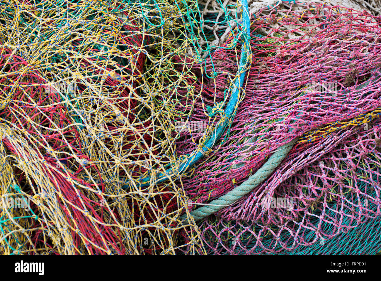 Las redes de pesca, Cala Ratjada, Mallorca, Islas Baleares, España Foto de stock