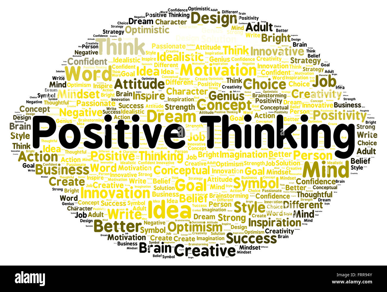 Pensamiento positivo palabra nube forma concepto Foto de stock