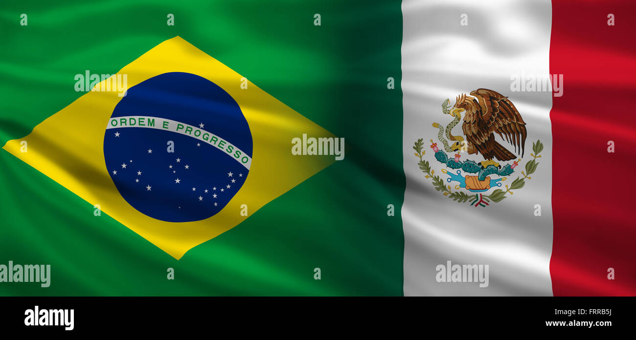 Brasil Vs Mexico Banderas Concepto De Partidos De Futbol Soccer Fotografia De Stock Alamy