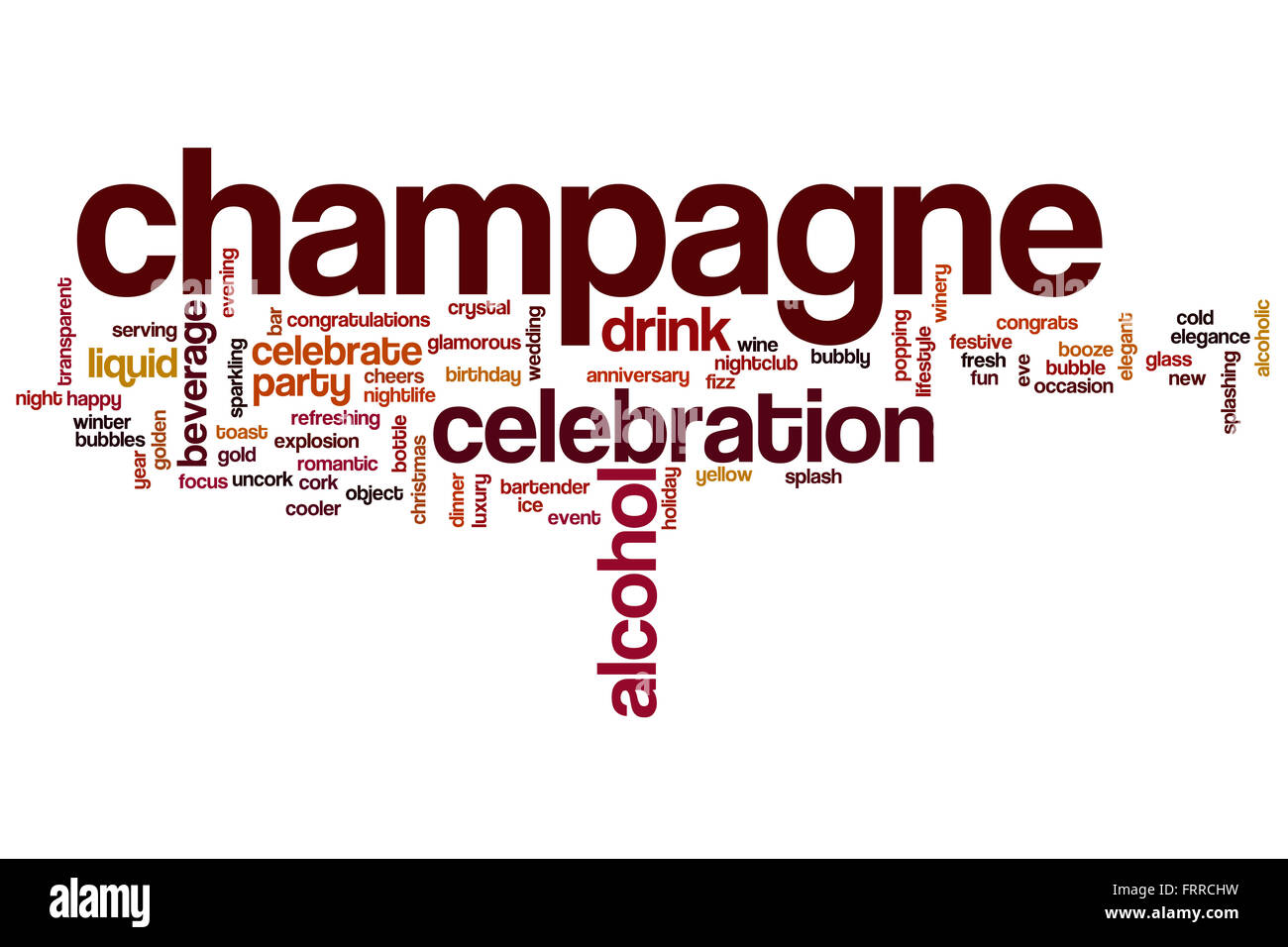 Champagne palabra nube concepto con alcohol beber tags relacionados Foto de stock