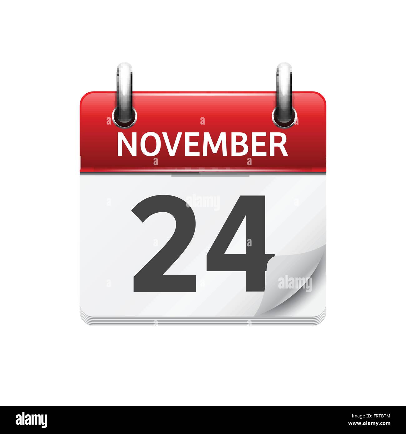 El 24 de noviembre. Diario plana Vector icono Calendario. La fecha y la