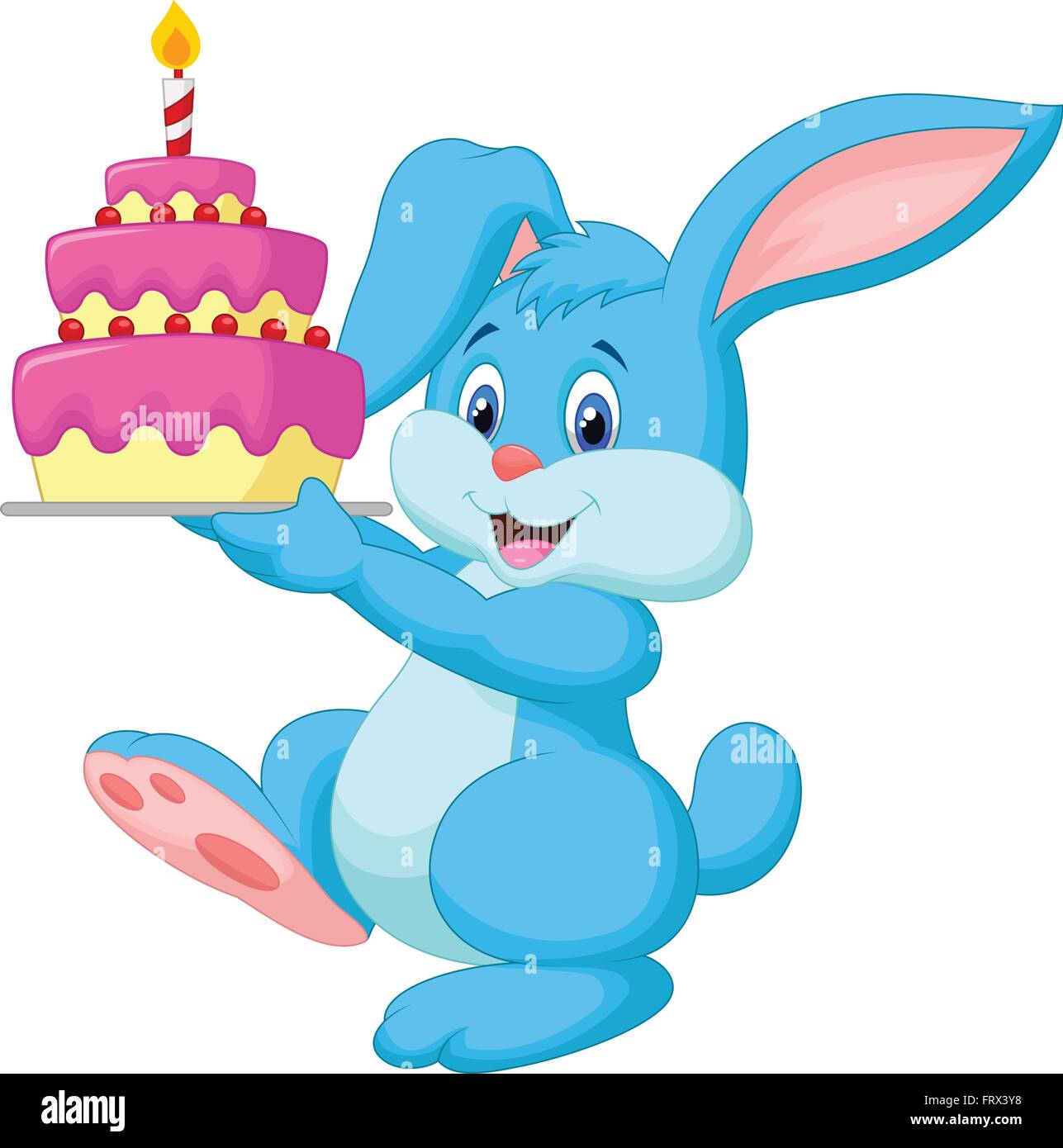Caricatura de conejo con pastel de cumpleaños Imagen Vector de stock - Alamy