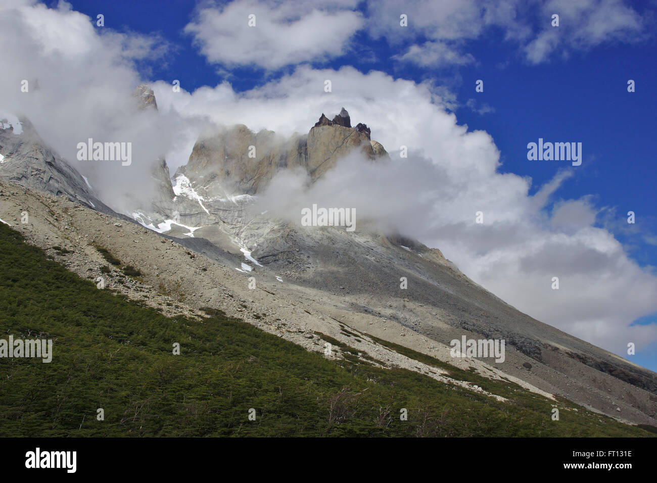 Cuerno Norte, Valle del Francés (Francés Valley), el Parque Nacional Torres del Paine, Chile Patagonien Foto de stock