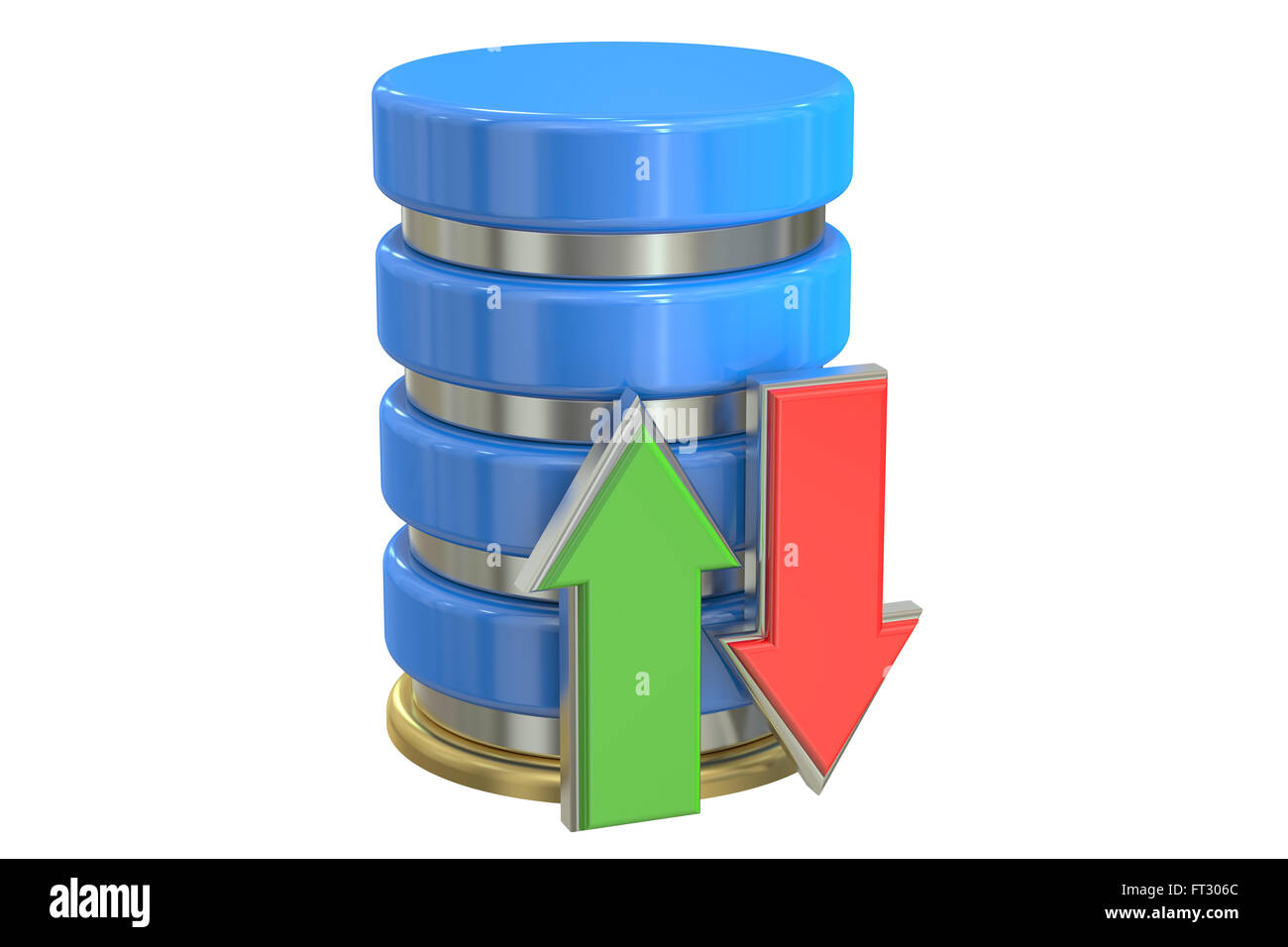 Base de datos, 3D rendering aislado sobre fondo blanco. Foto de stock