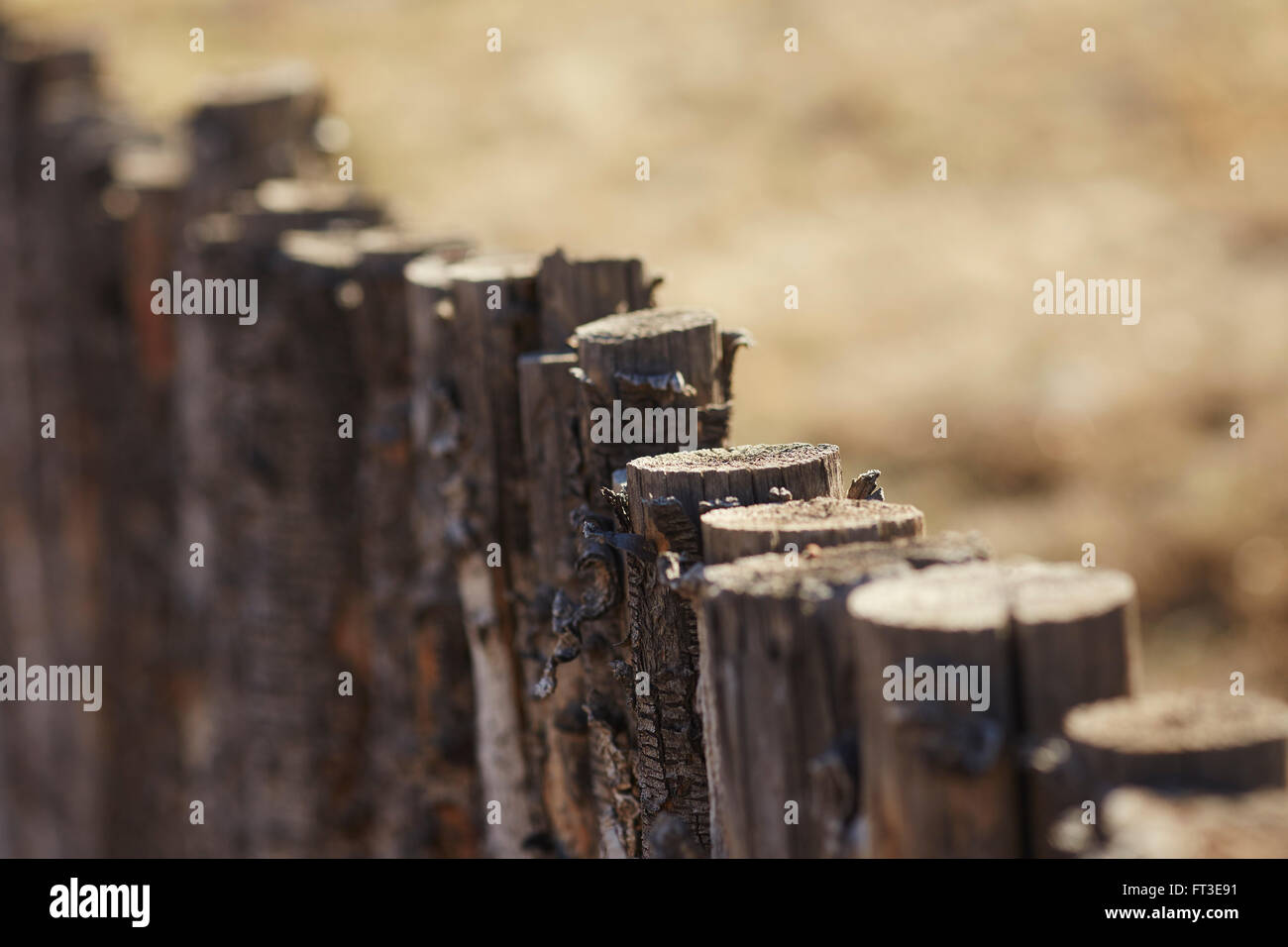 Valla de madera, Abiquiu, Nuevo México, EE.UU. Foto de stock