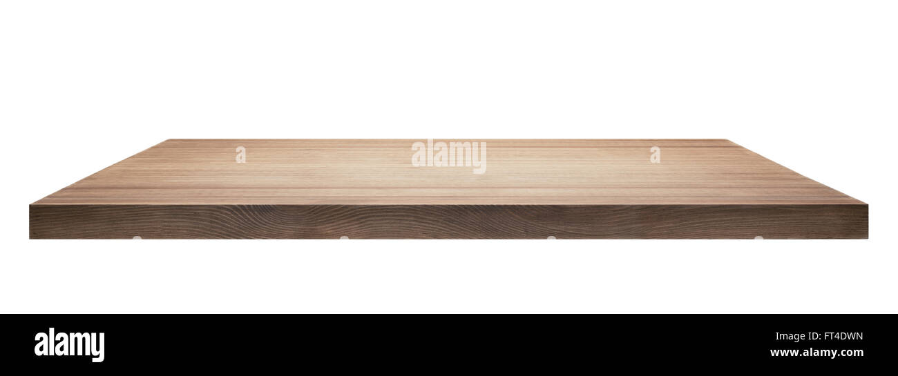 Mesa de madera sobre fondo blanco. Foto de stock
