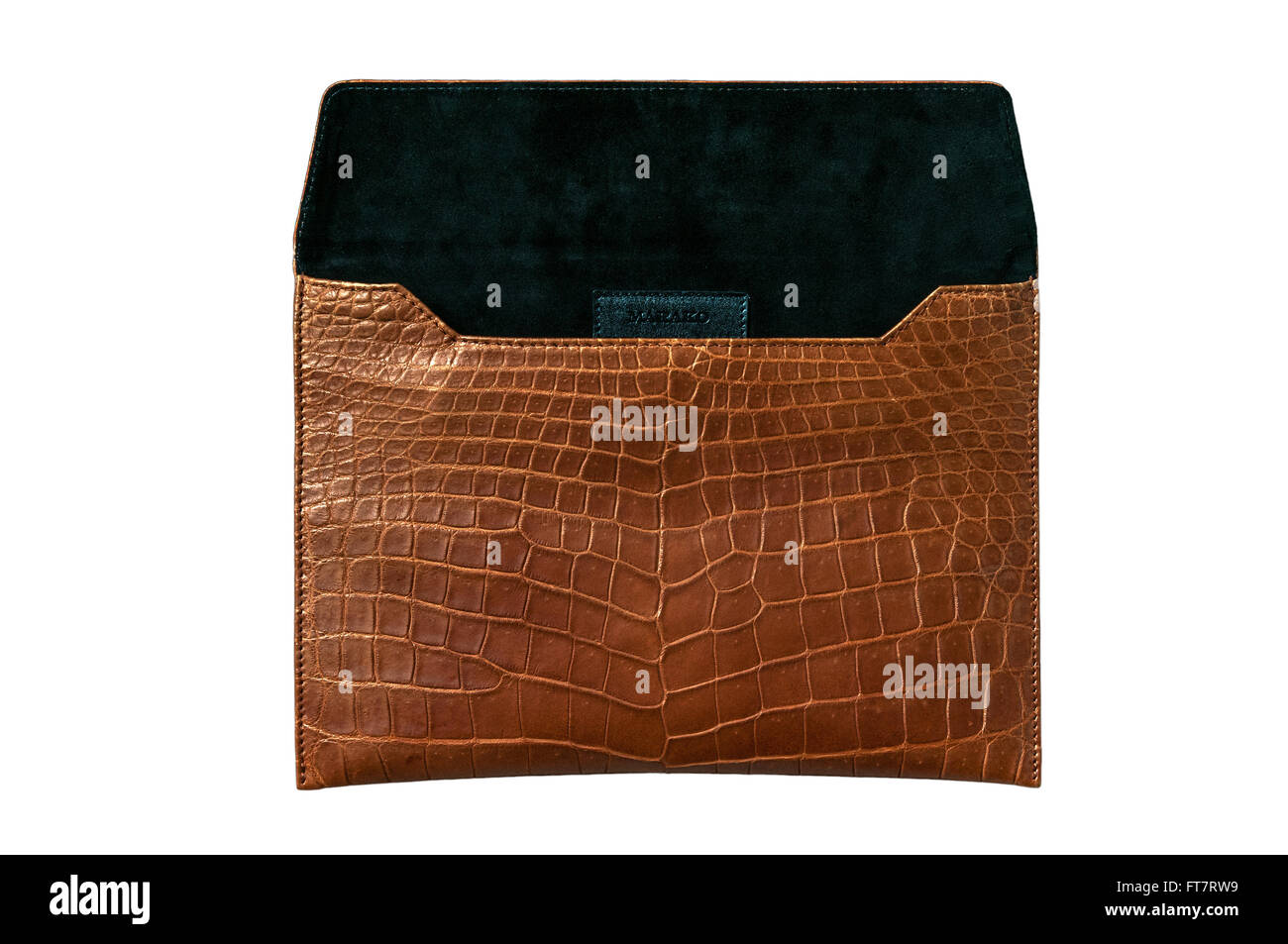Bolsa de cuero exóticos para Pad, piel en color marrón Foto de stock