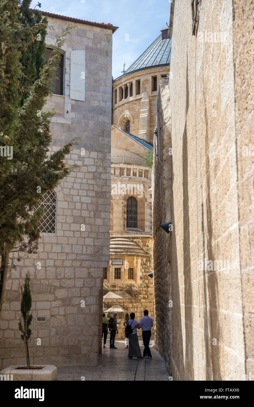 Abadía benedictina de la Dormición en el Monte Sión en Jerusalén, Israel Foto de stock