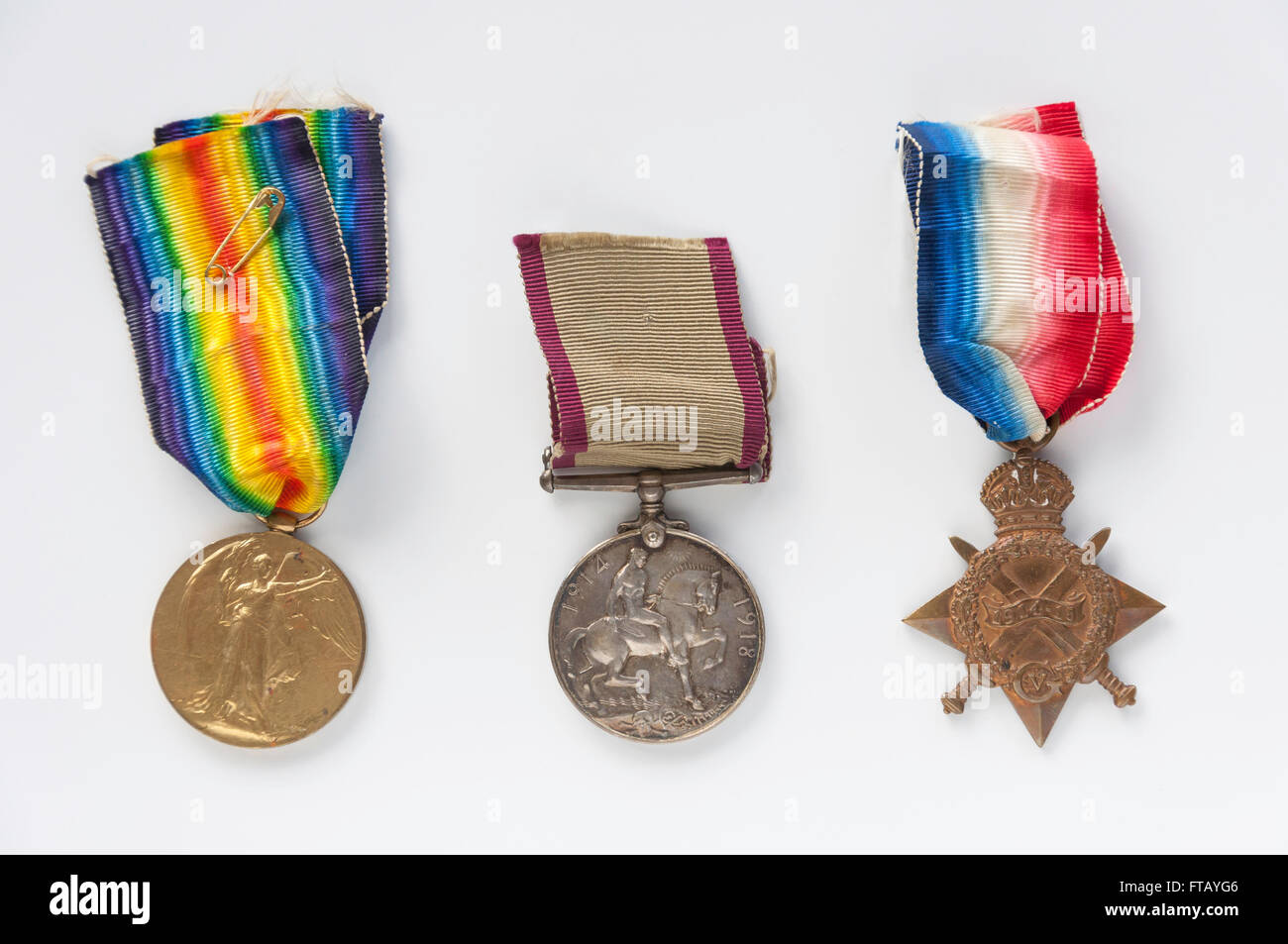 Nueva Zelanda la I Guerra Mundial medallas de infantería con cintas, Christchurch, Provincia de Canterbury, Nueva Zelanda Foto de stock