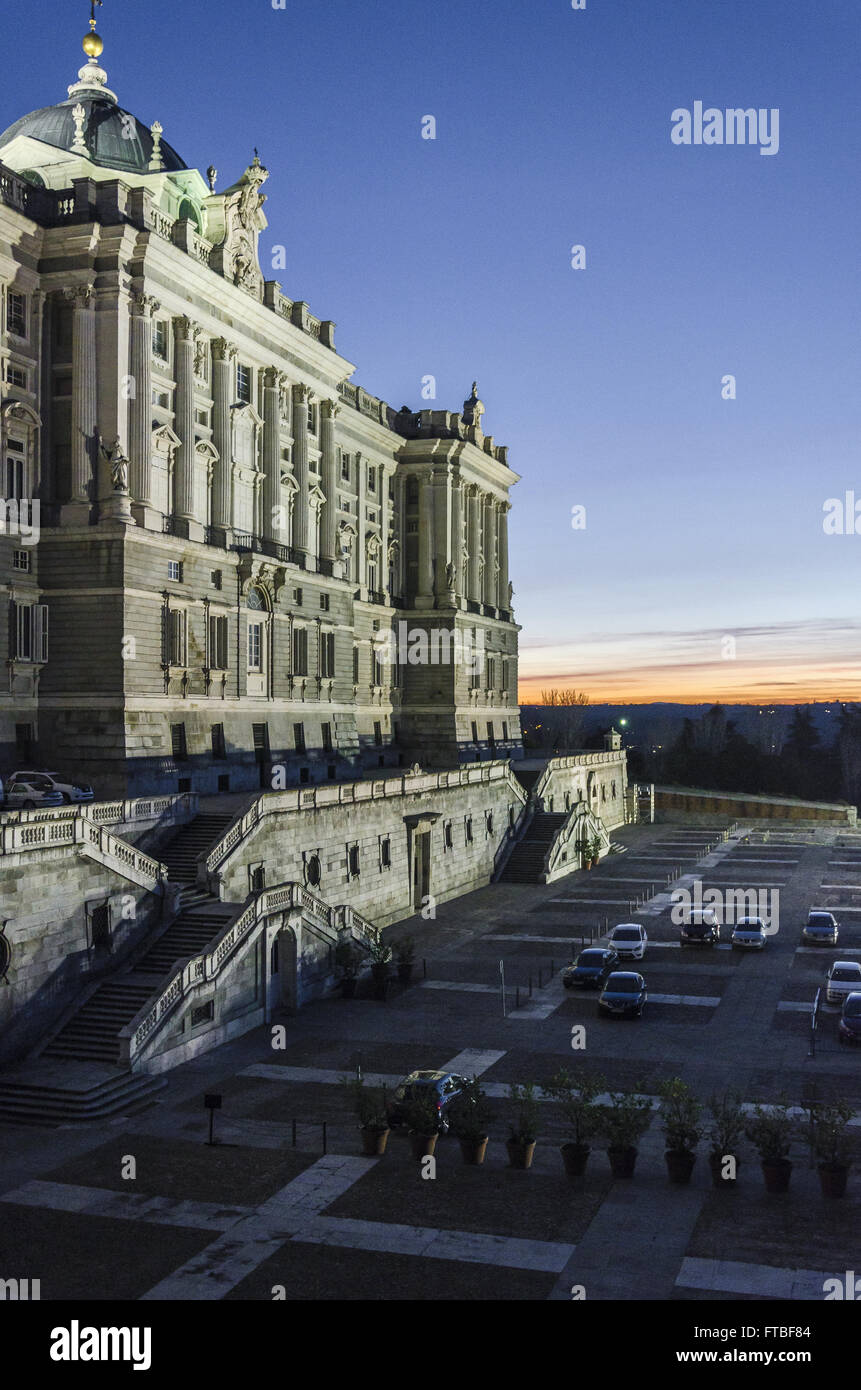 Una perspectiva desde el Palacio de Oriente, Madrid, España Foto de stock