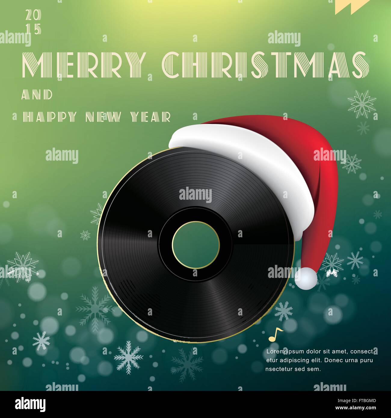 Feliz navidad diseño de póster con disco de vinilo Imagen Vector de stock -  Alamy