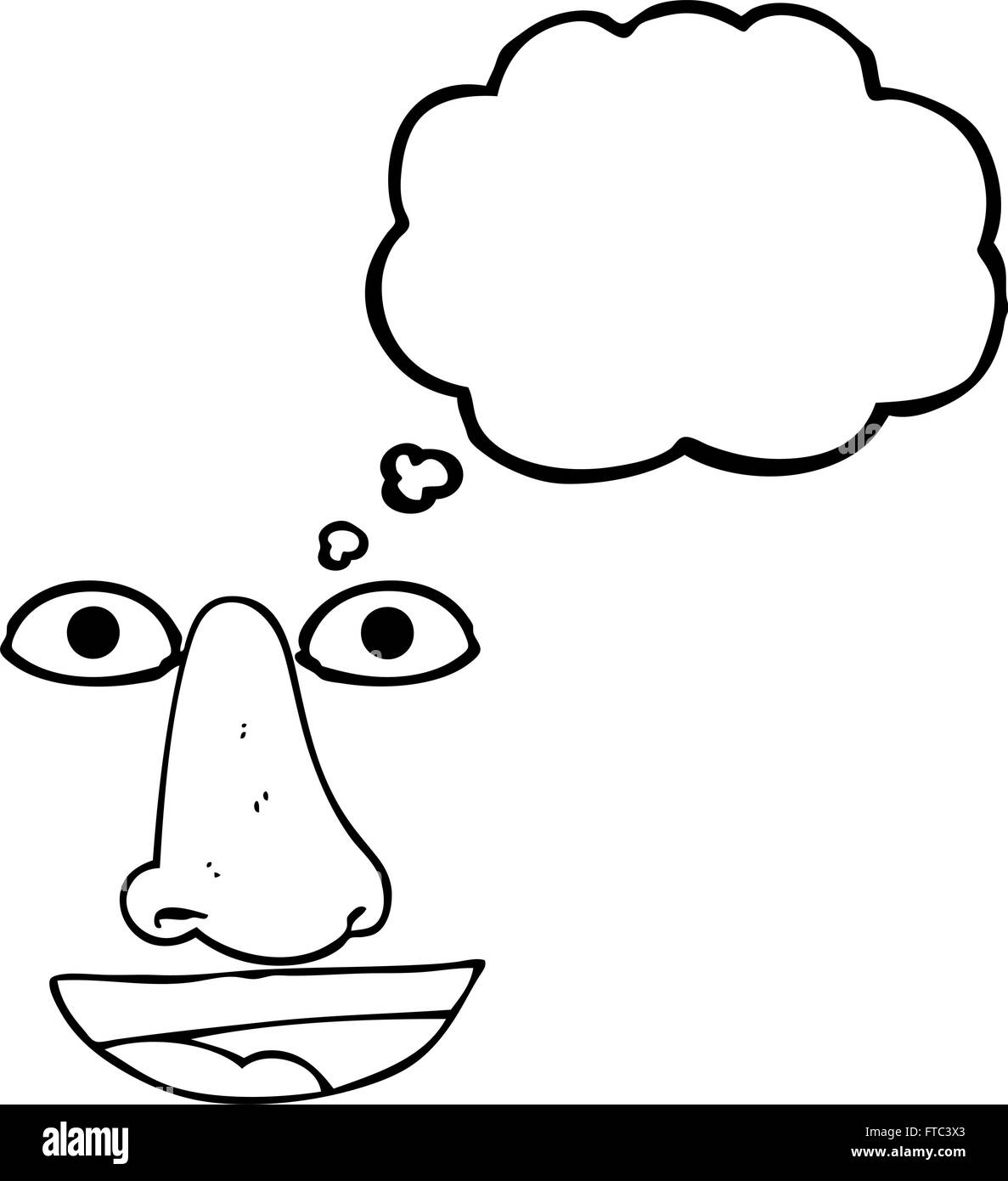 Burbuja de pensamiento dibujados a mano alzada características faciales de  dibujos animados Imagen Vector de stock - Alamy