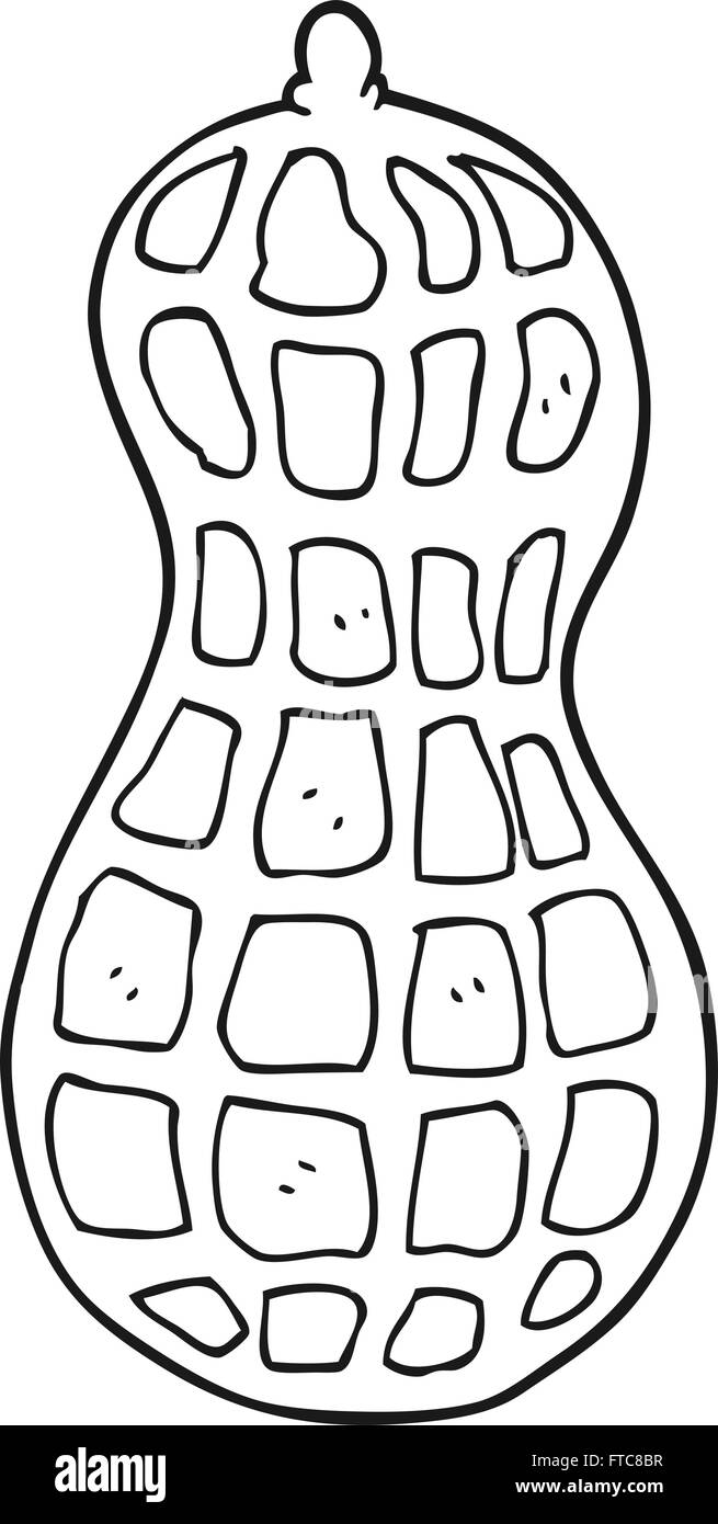 Dibuja a mano alzada en blanco y negro de cacahuete de dibujos animados  Imagen Vector de stock - Alamy