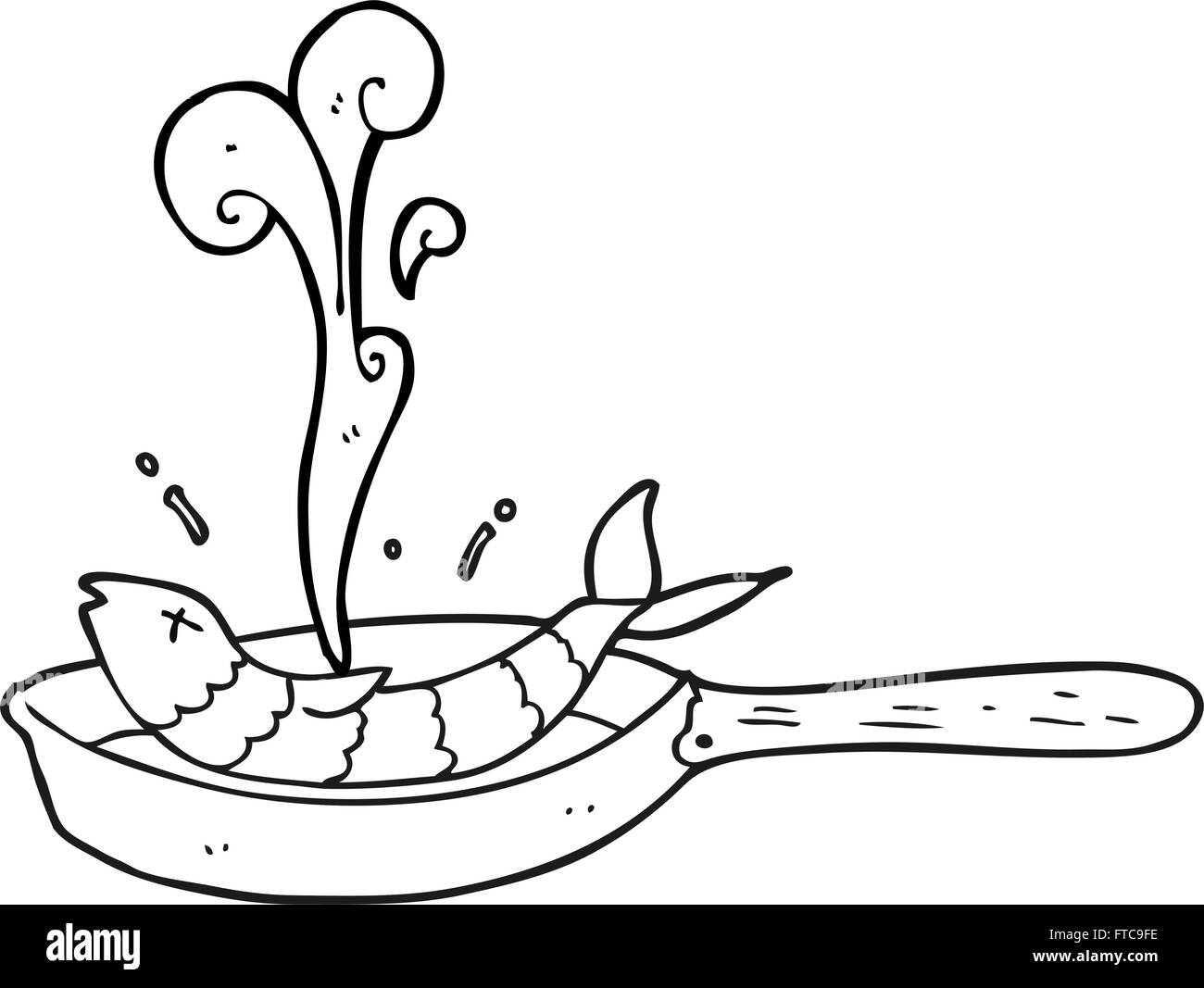 Blanco y negro dibujado a mano alzada de dibujos animados peces de fritura  Imagen Vector de stock - Alamy