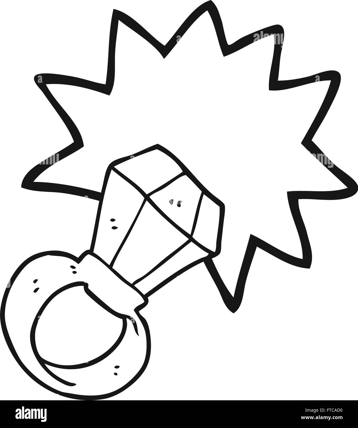 Dibuja A Mano Alzada En Blanco Y Negro Anillo De Compromiso Enorme De Dibujos Animados Imagen Vector De Stock Alamy
