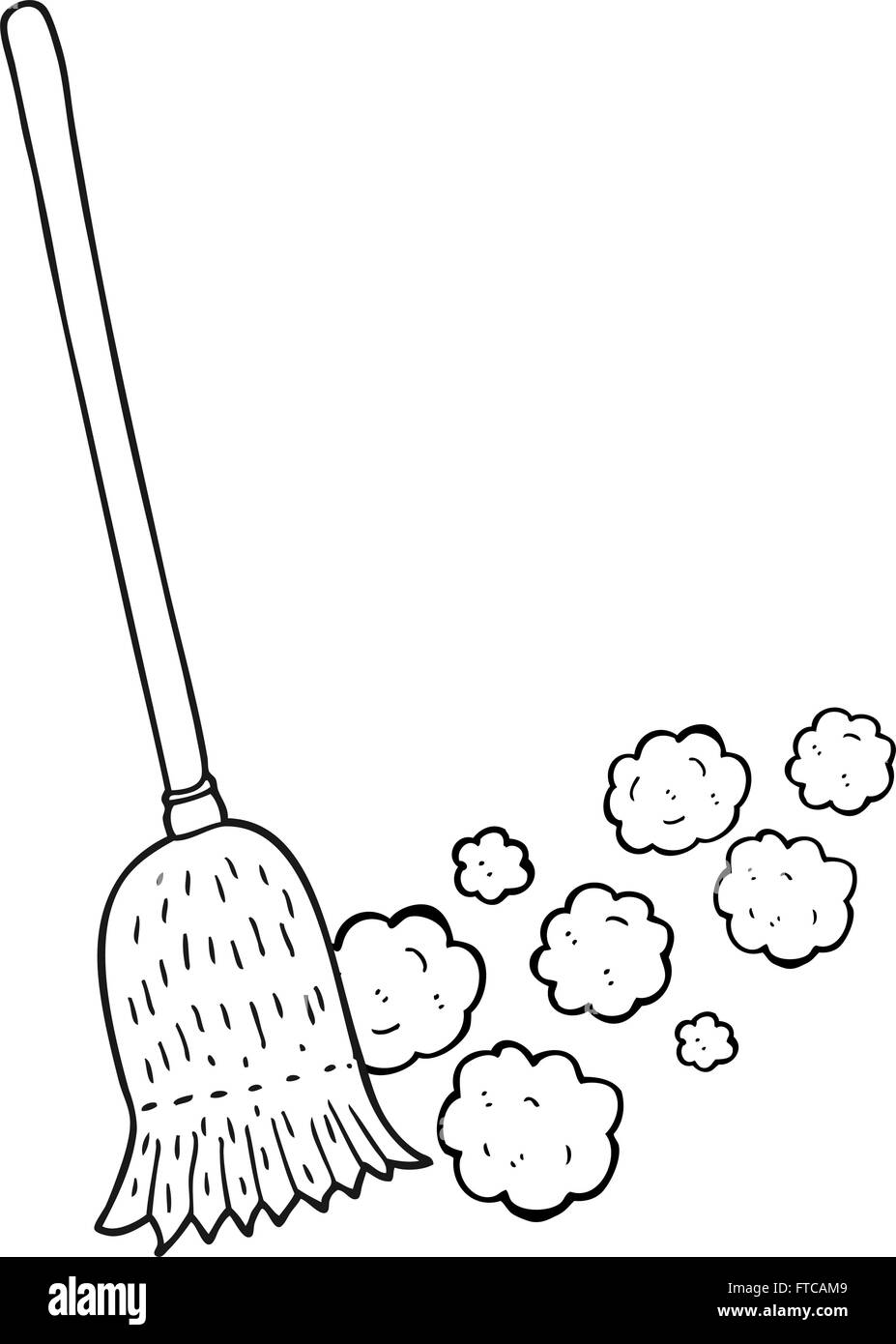 Blanco y negro dibujado a mano alzada cartoon escoba Imagen Vector de