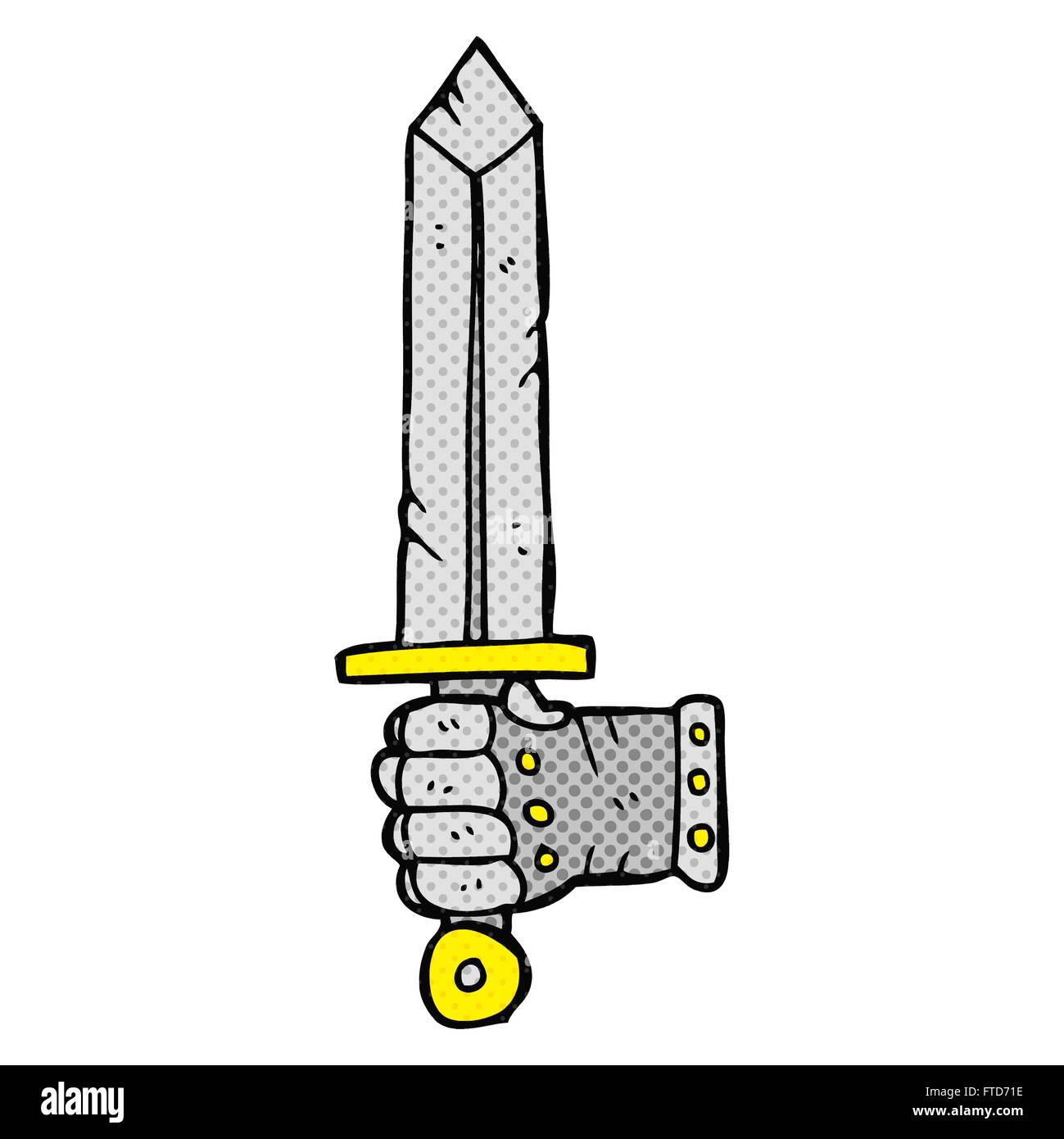 Dibujos animados dibujados a mano alzada mano sujetando la espada Imagen  Vector de stock - Alamy