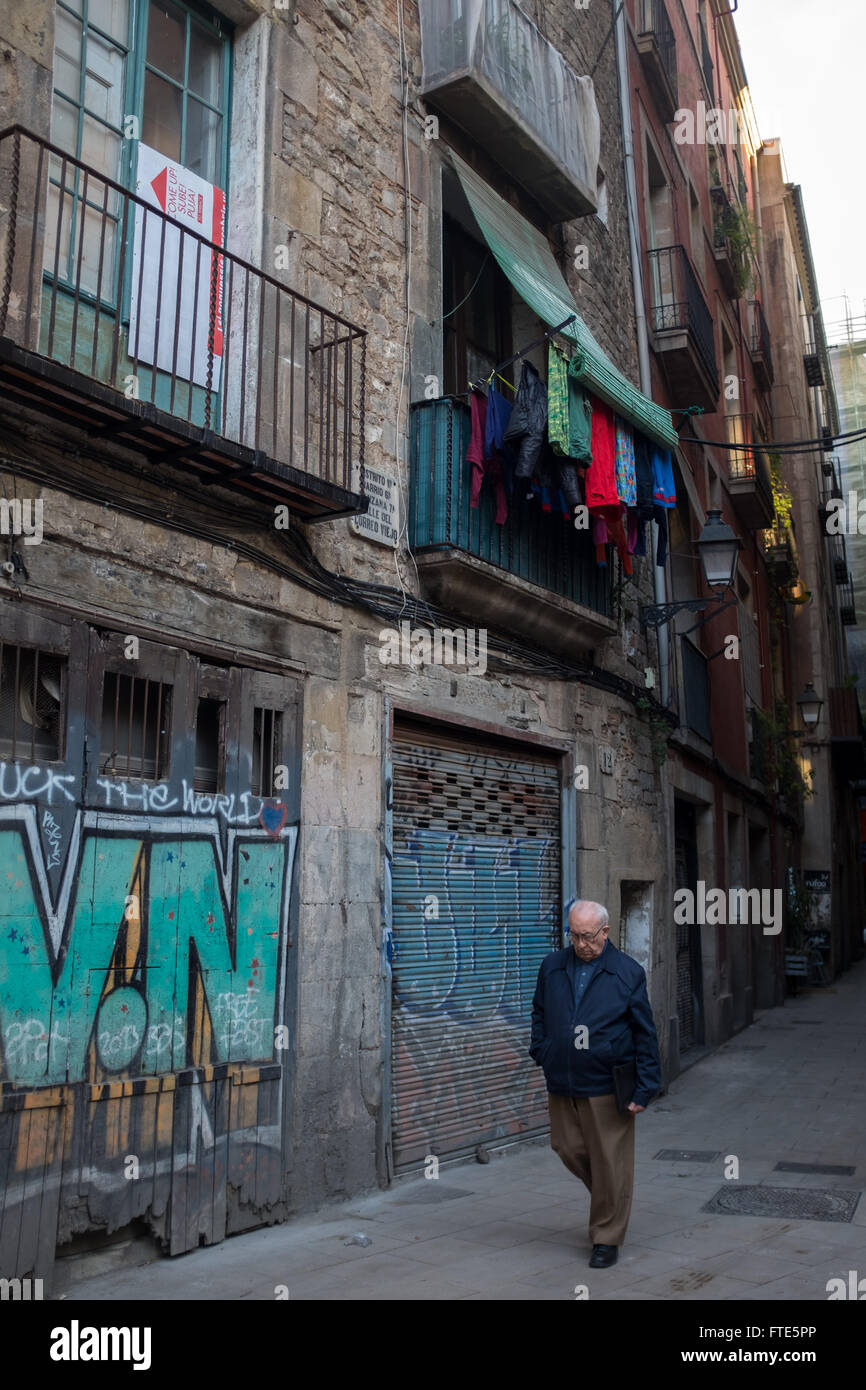 Streetscene típico de Barcelona, Barcelona, España Foto de stock