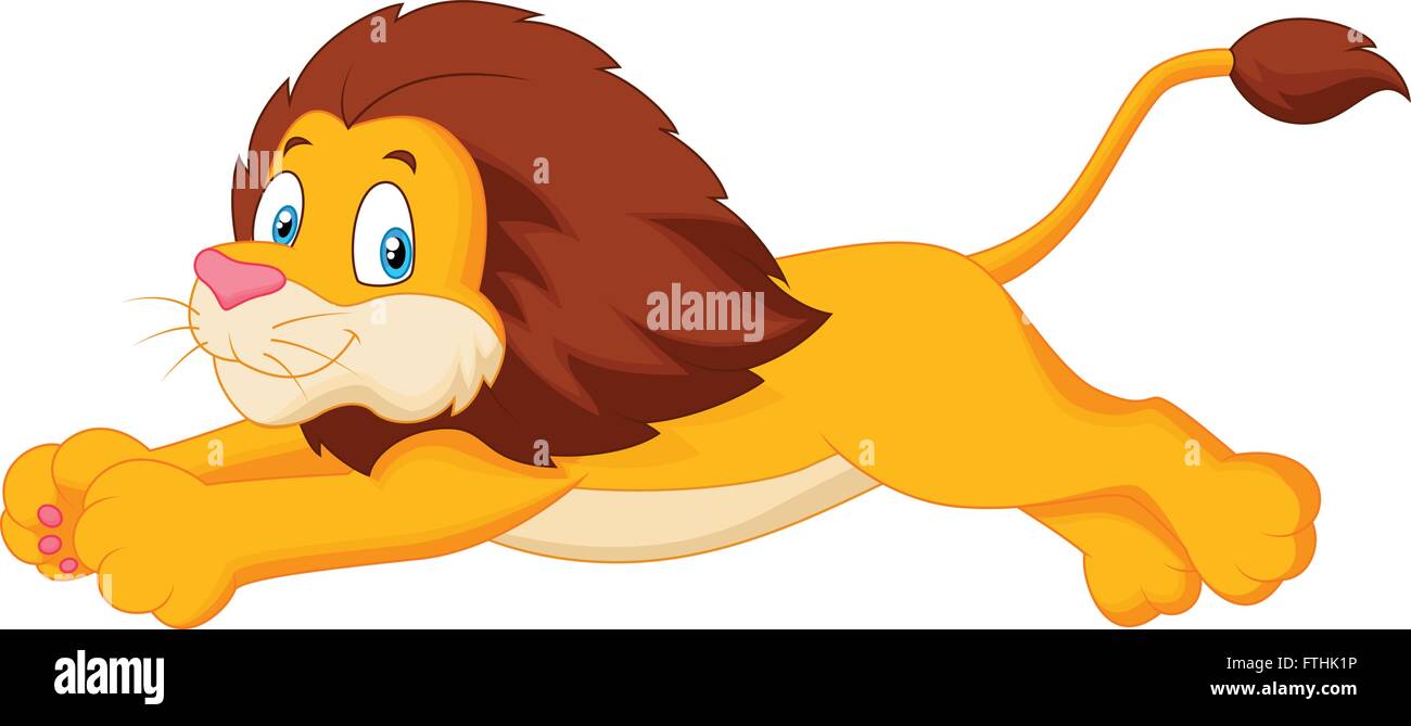 León saltando de dibujos animados Imagen Vector de stock - Alamy