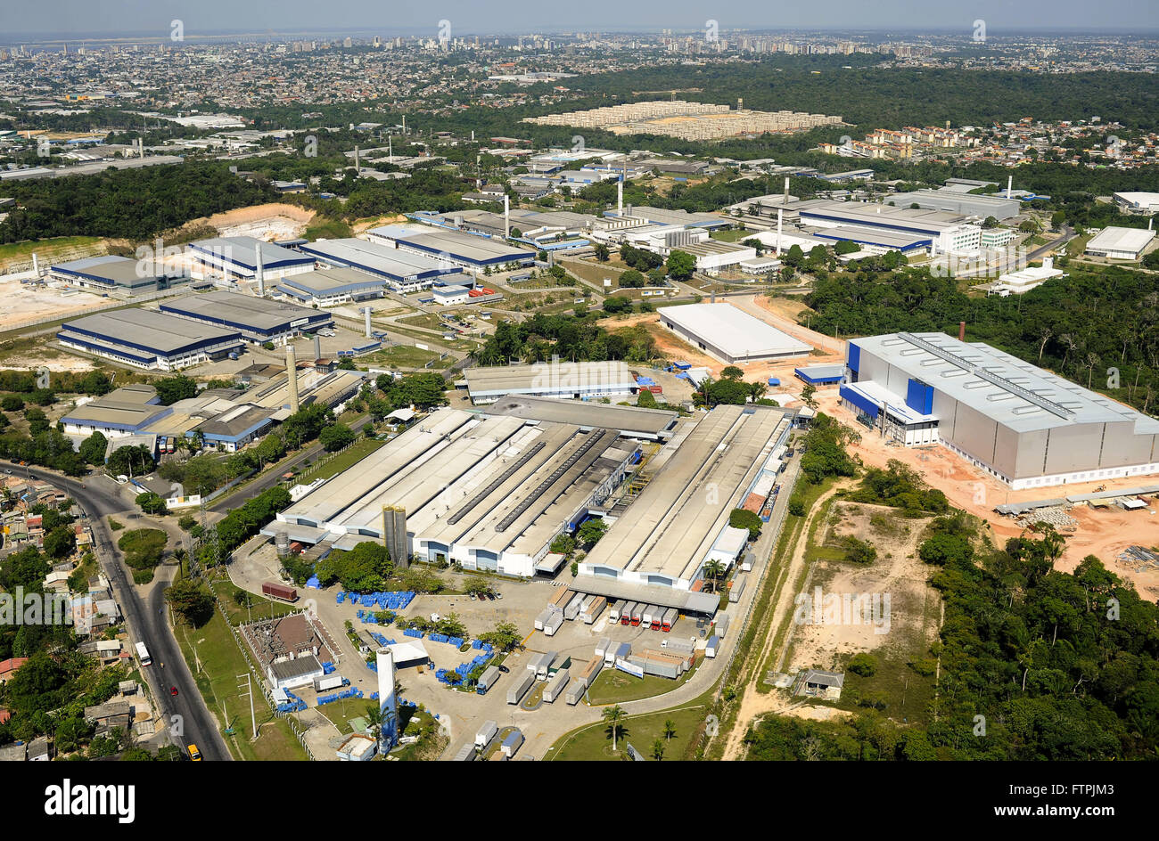 Vista aérea de la ciudad de Manaus Distrito Industrial Foto de stock