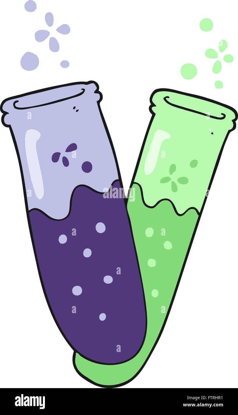 Productos químicos de dibujos animados dibujados a mano alzada en tubos de  ensayo Imagen Vector de stock - Alamy