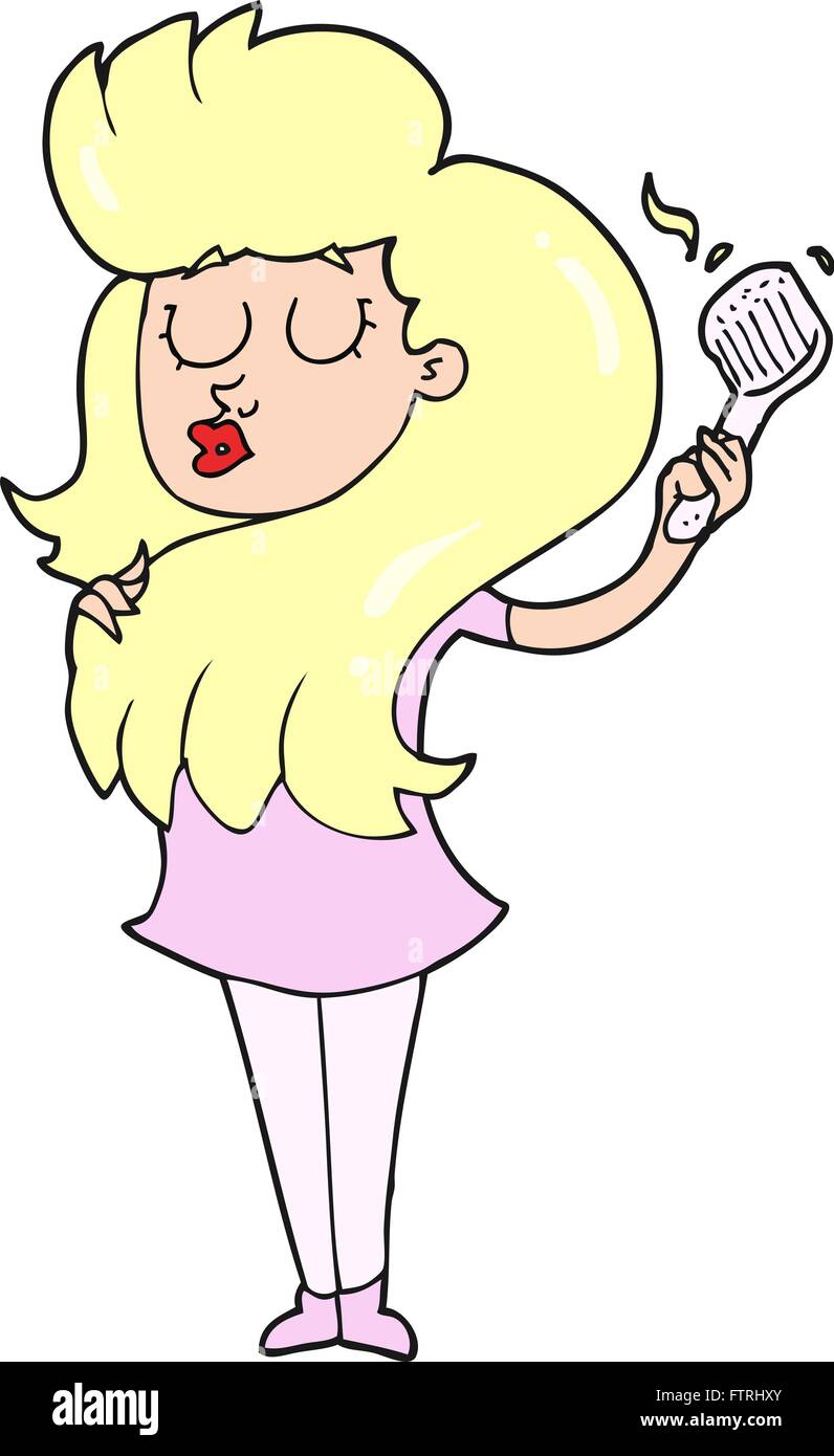 Mujer de dibujos animados dibujados a mano alzada peinarse el pelo Imagen  Vector de stock - Alamy