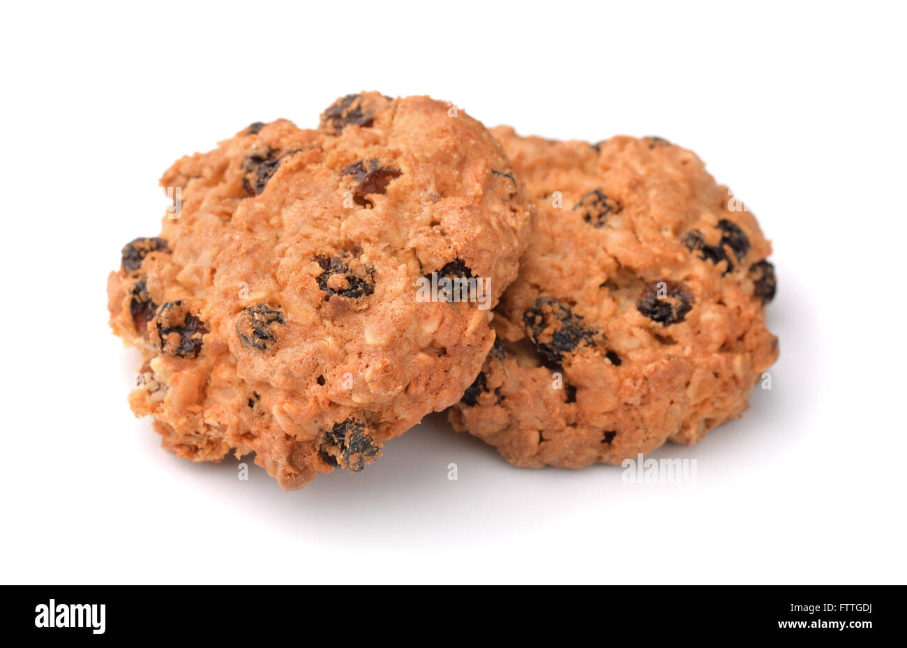 Avena raisin cookies aislado en blanco Foto de stock