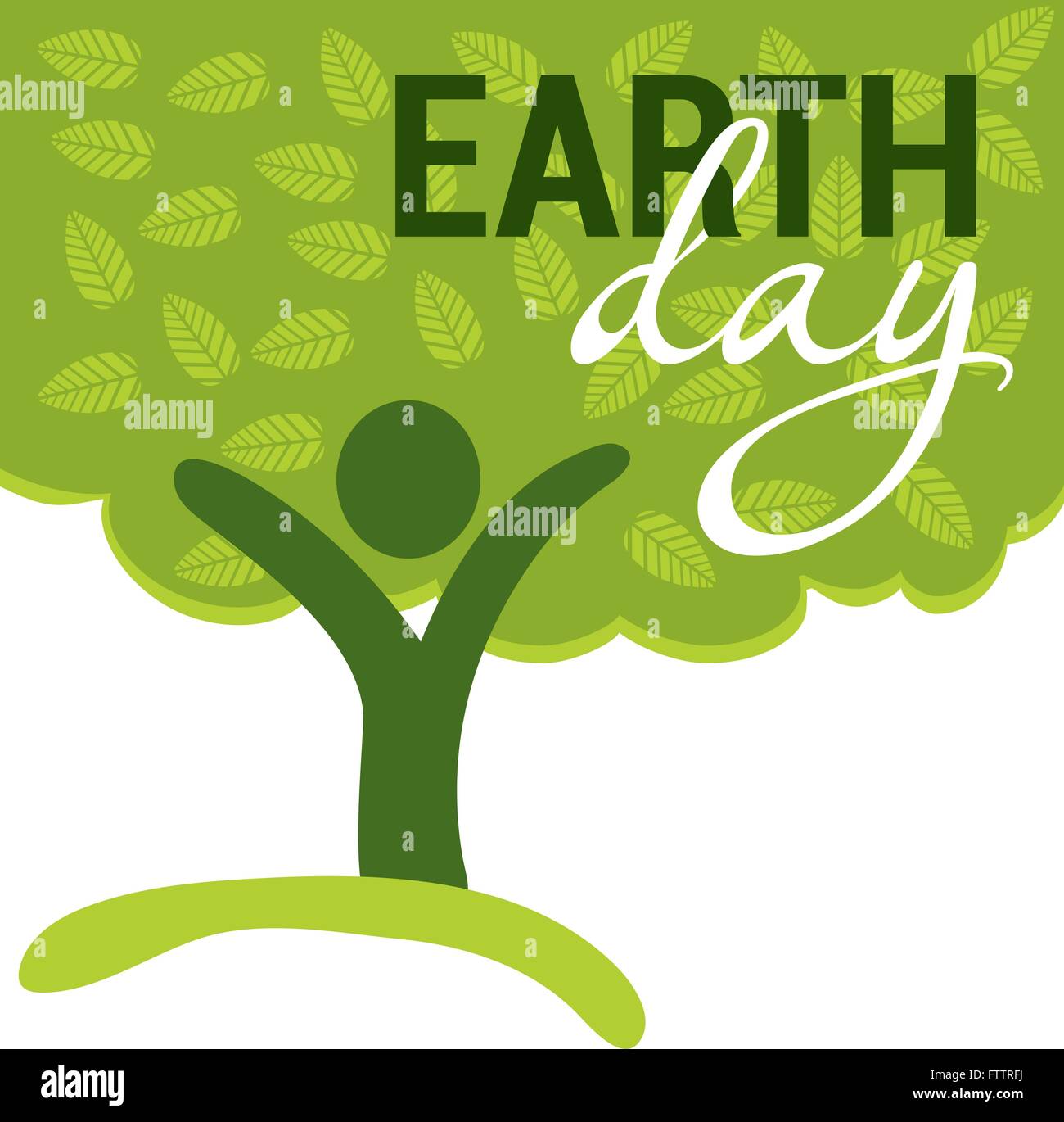 Felicitación del Día de la tierra con árbol abstracto como vector de figura humana. Ilustración del Vector