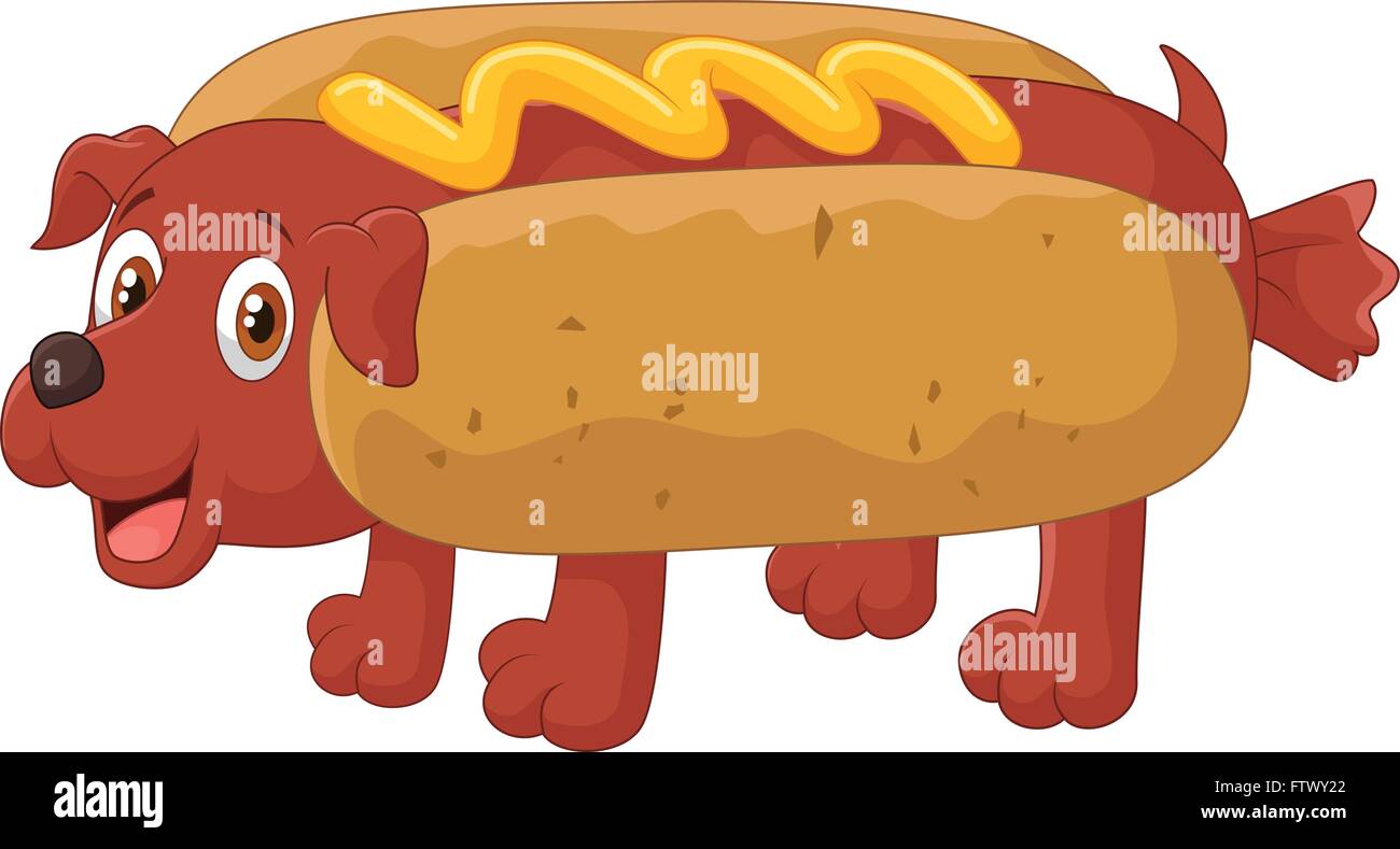 Hot Dog personaje de dibujos animados Imagen Vector de stock - Alamy