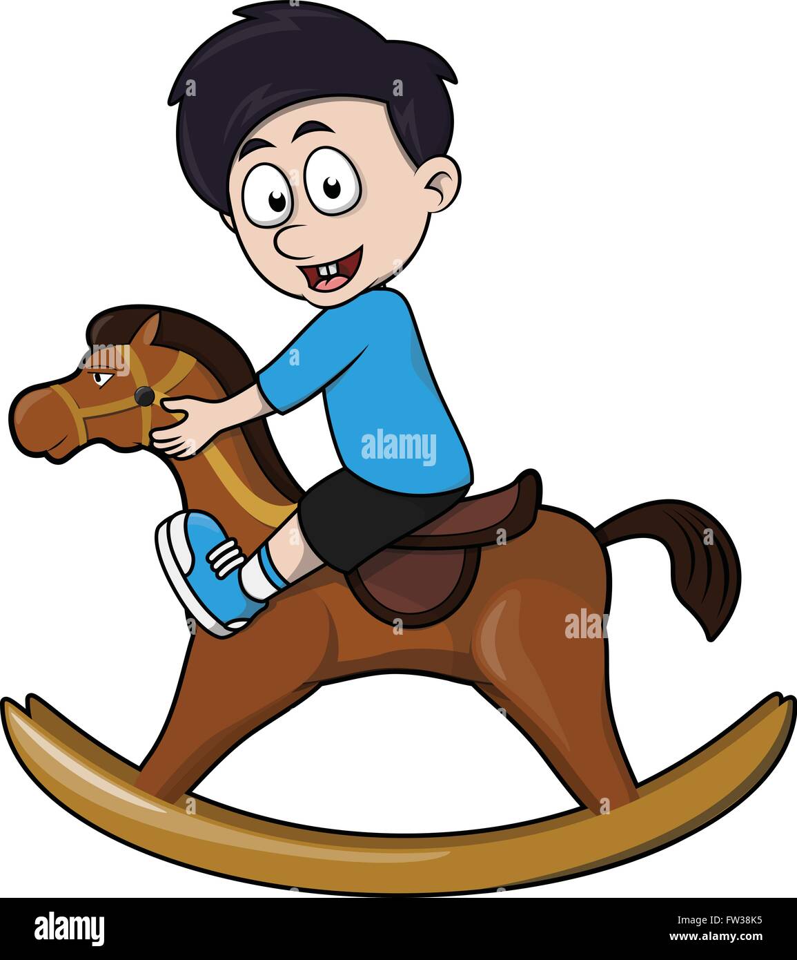 Boy ride horse cartoon illustration fotografías e imágenes de alta