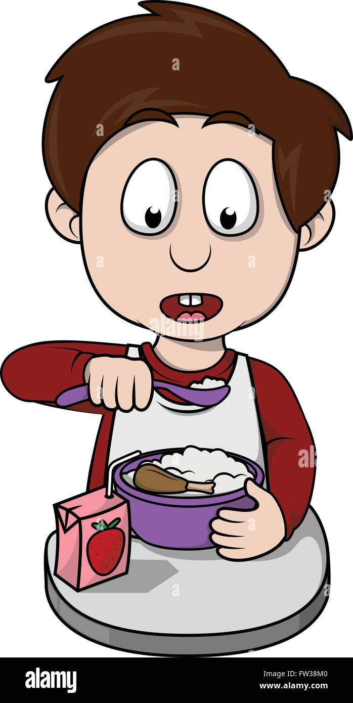 Chico desayuno cartoon ilustración Imagen Vector de stock - Alamy
