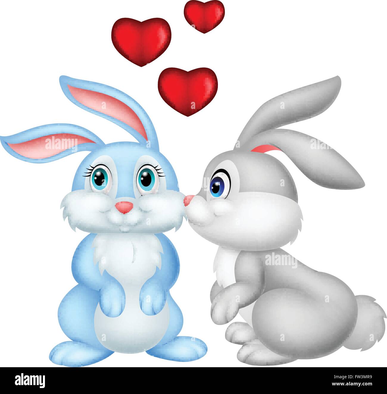 Dos lindos conejitos de dibujos animados en el amor Imagen Vector de stock  - Alamy