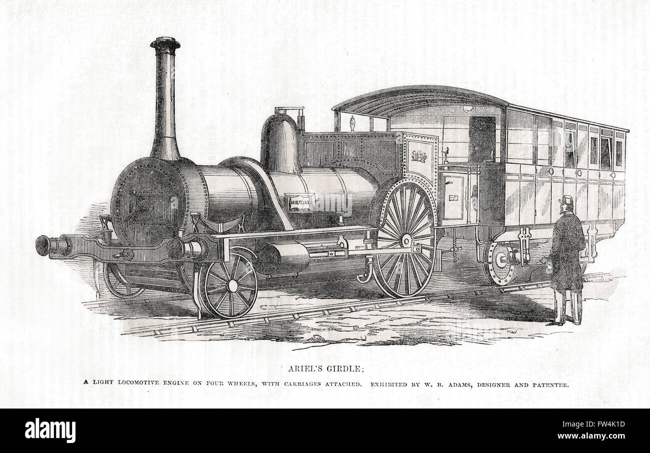 Locomotora Ariel's Cíngulo, exhibición de ferrocarril. La gran exposición de 1851 Foto de stock