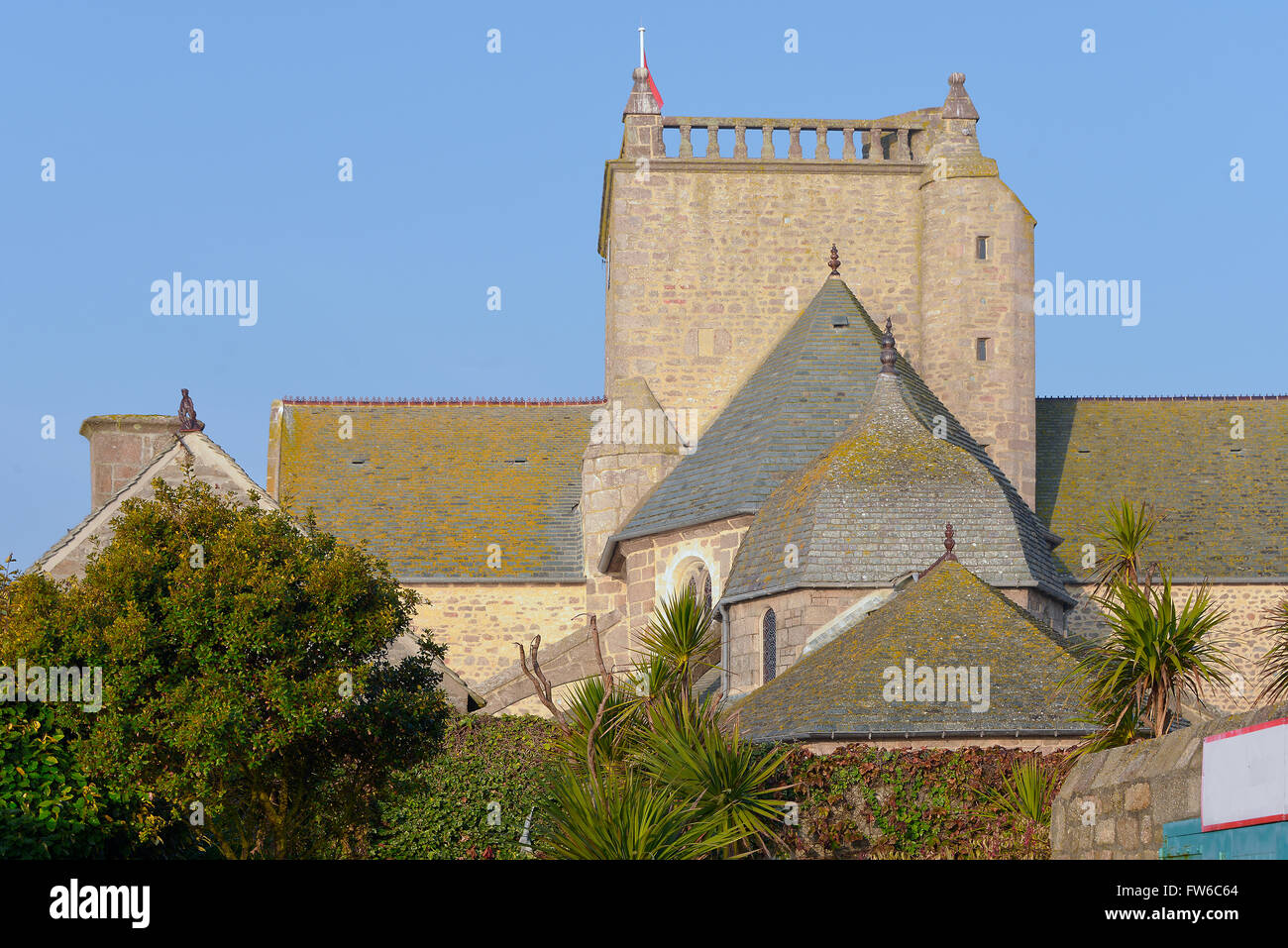 Iglesia de Barfleur en Francia Foto de stock