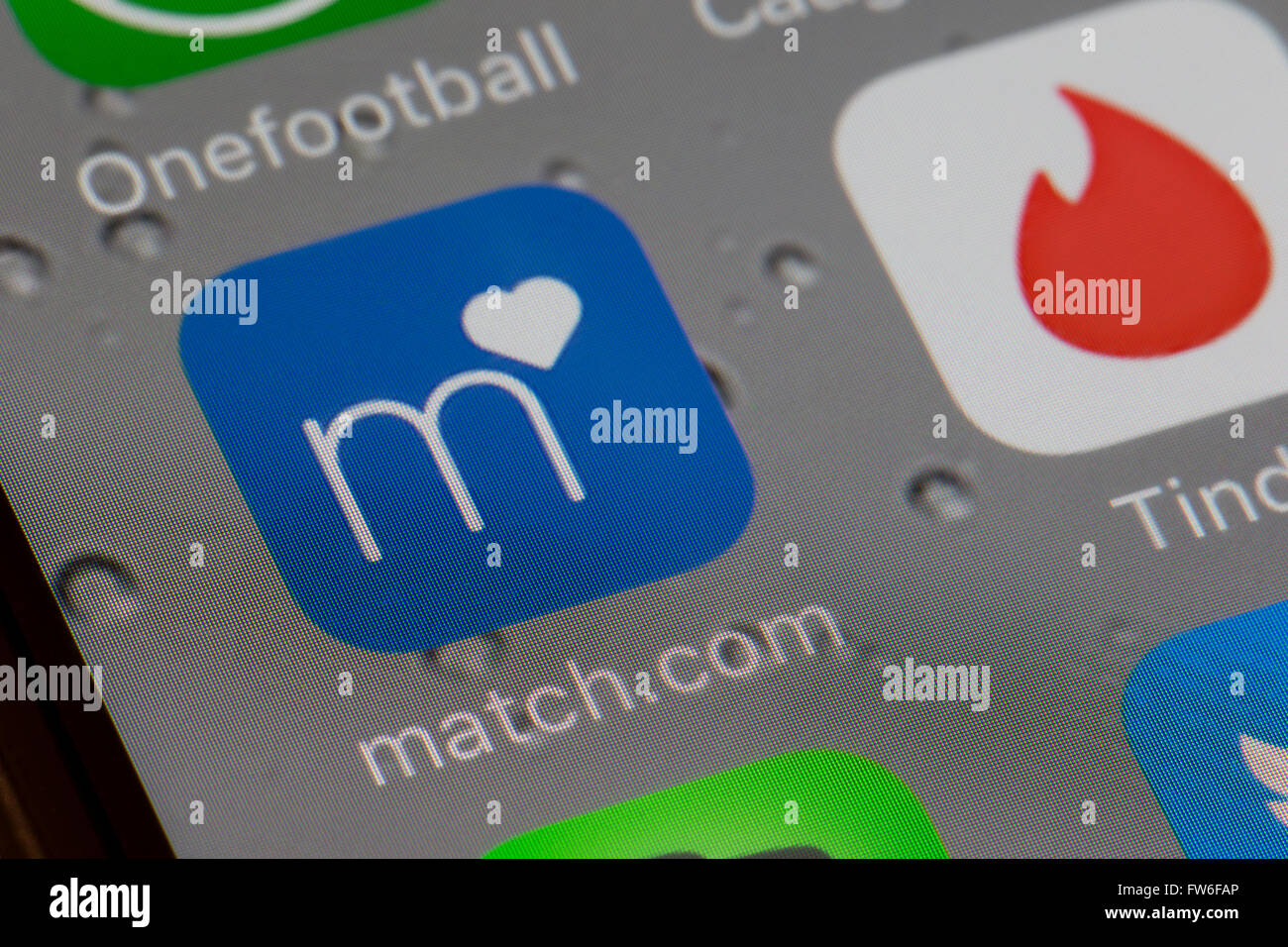 Match.com internet dating app Foto de stock