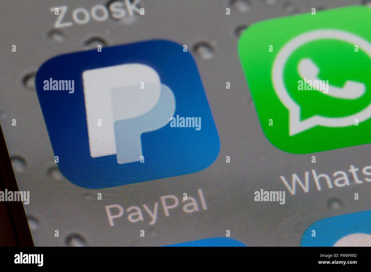 Paypal en una pantalla iphone app Foto de stock