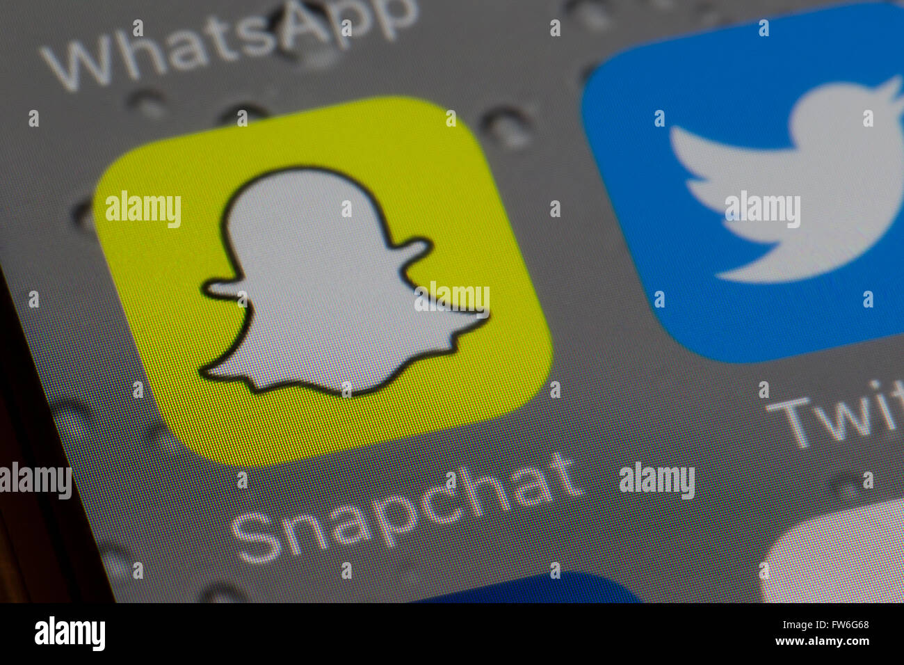 En un iphone app Snapchat pantalla Foto de stock