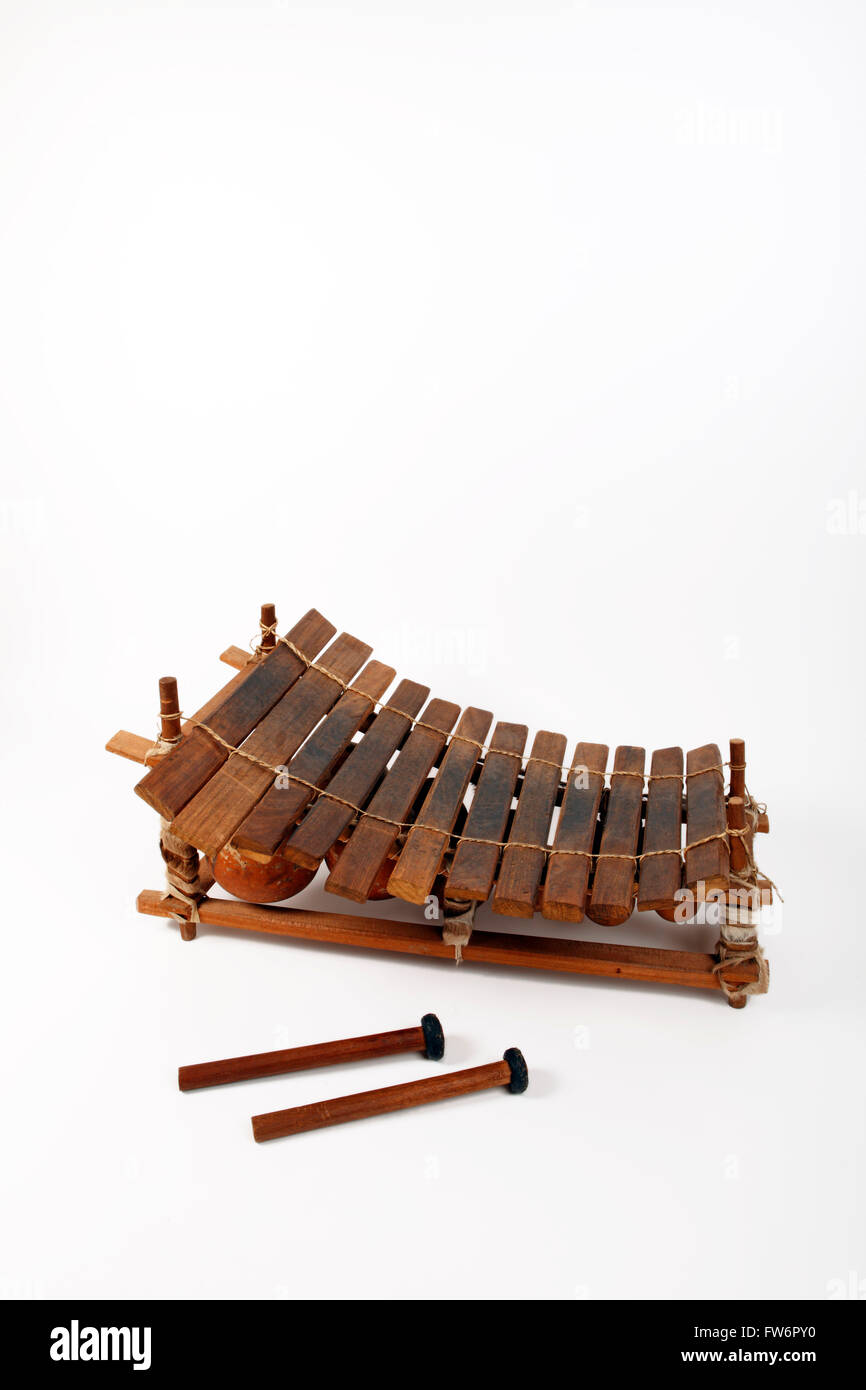 Una Marimba africana, Balafón o Balafo, con resonadores de calabaza. Un  instrumento de percusión africana de madera - Genérico Fotografía de stock  - Alamy