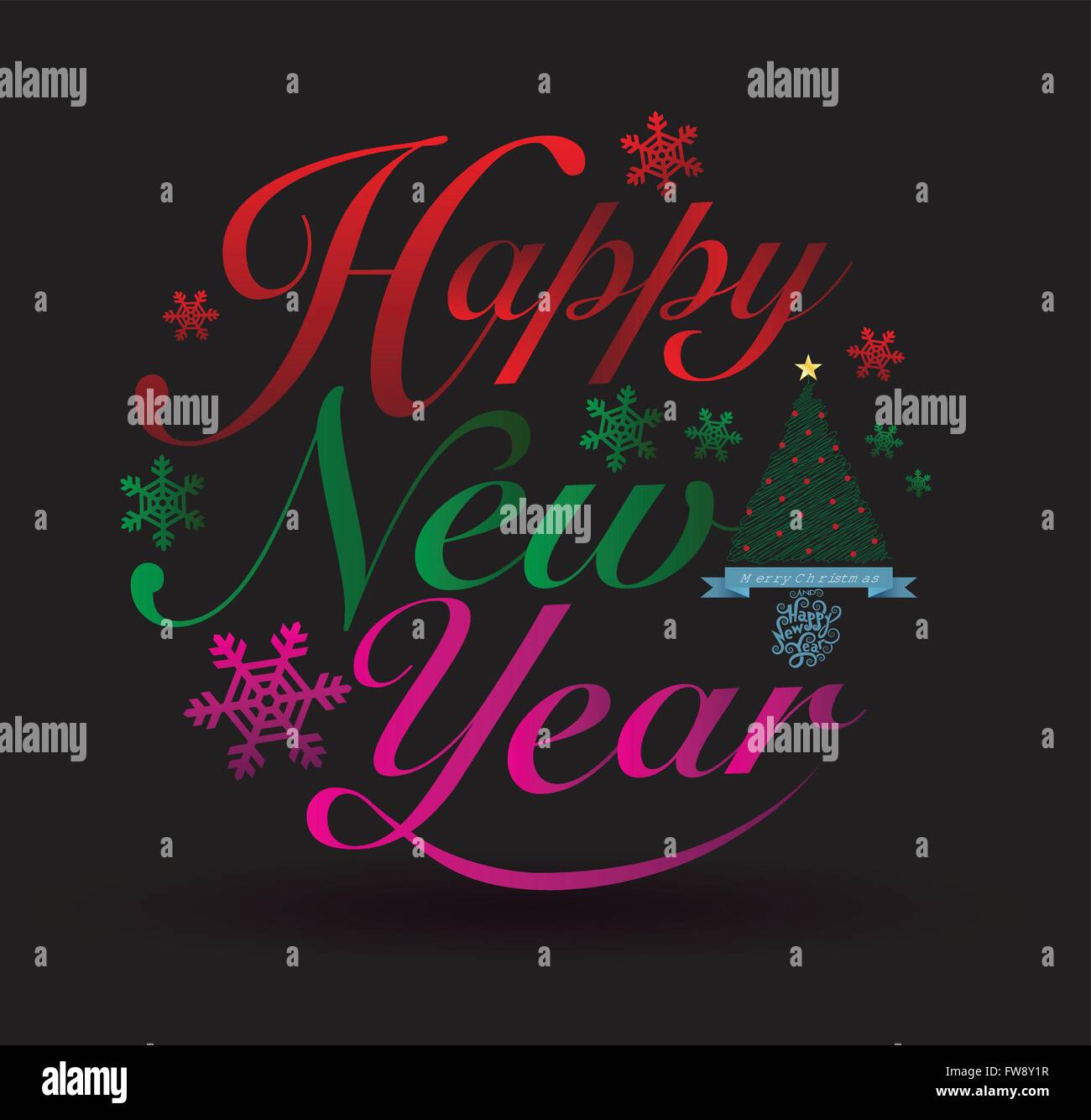Feliz año nuevo tarjeta. Ilustración vectorial. Puede utilizar para impresión y web. Ilustración del Vector
