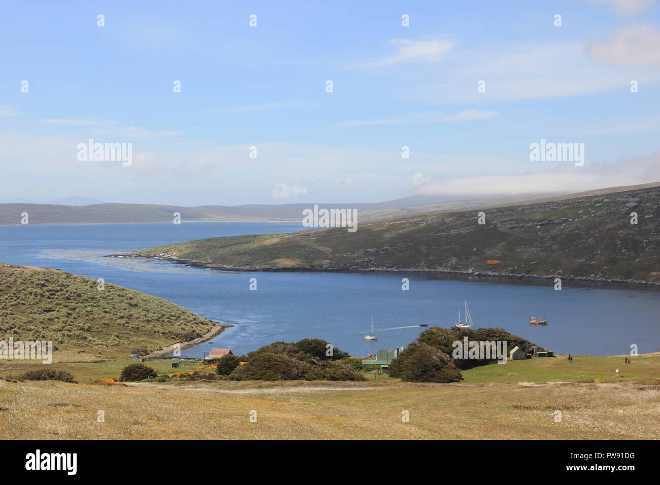 El puerto de la isla de West Point, Islas Malvinas Foto de stock
