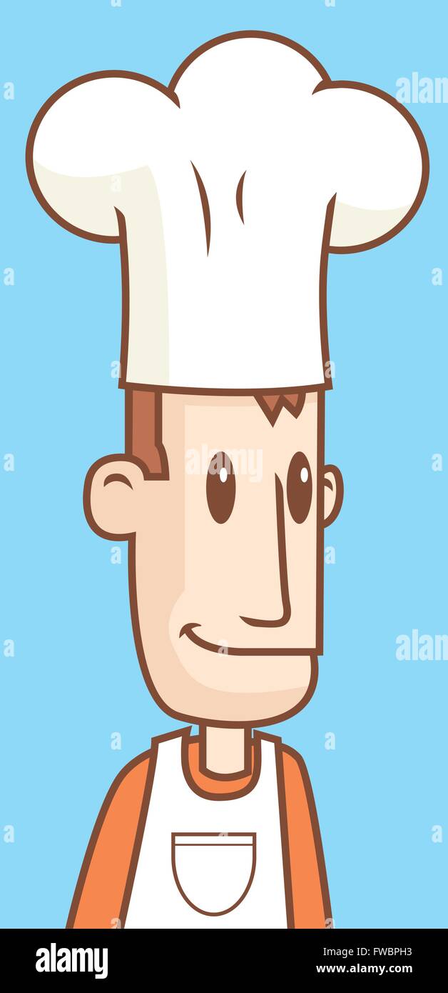 Una caricatura de hombre con un gorro de cocinero y delantal Imagen Vector  de stock - Alamy
