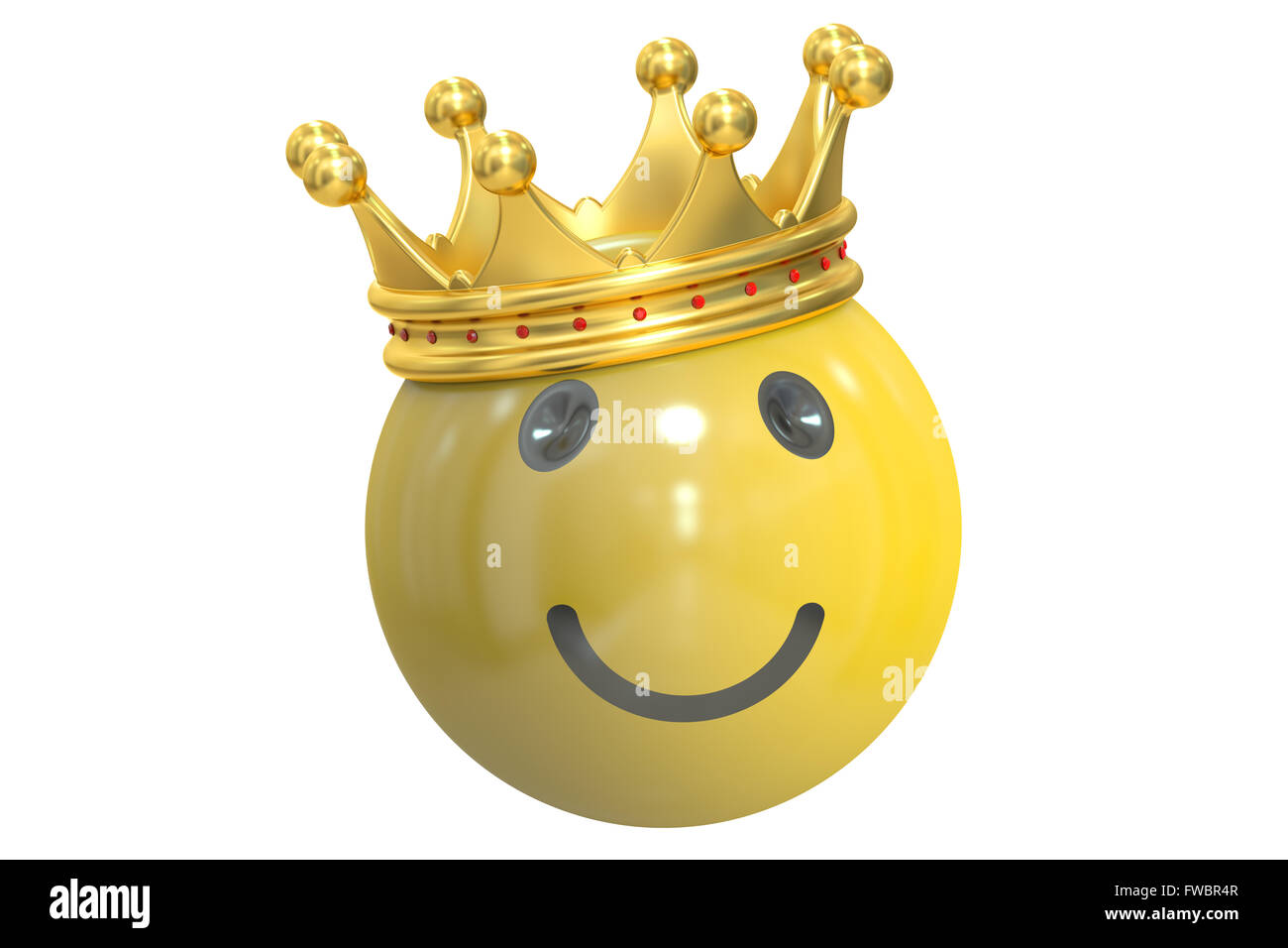 Smiley feliz con corona, 3D rendering Foto de stock