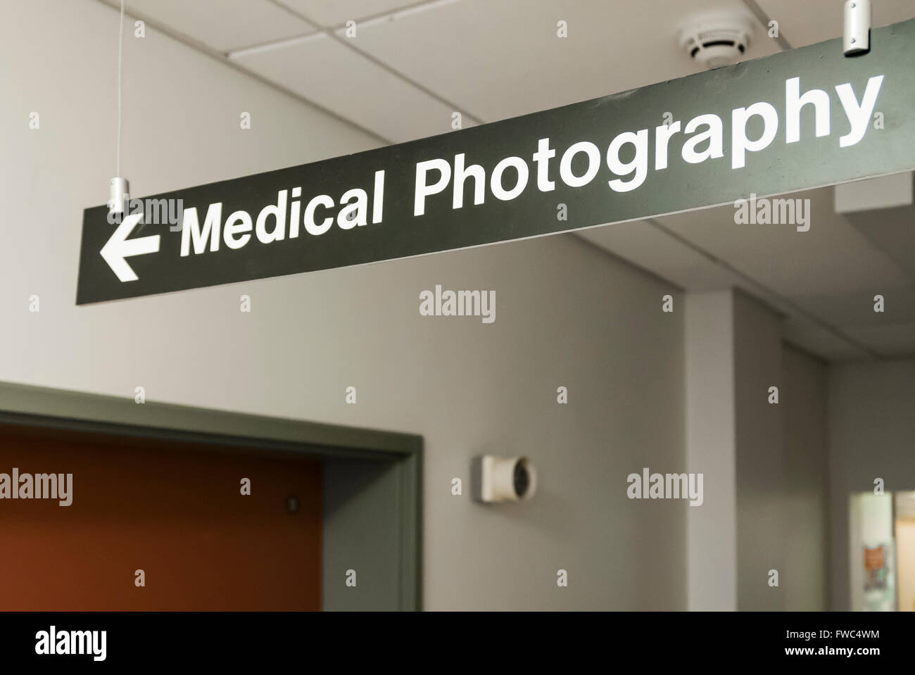 Signo para el departamento de fotografía médica en un hospital Foto de stock