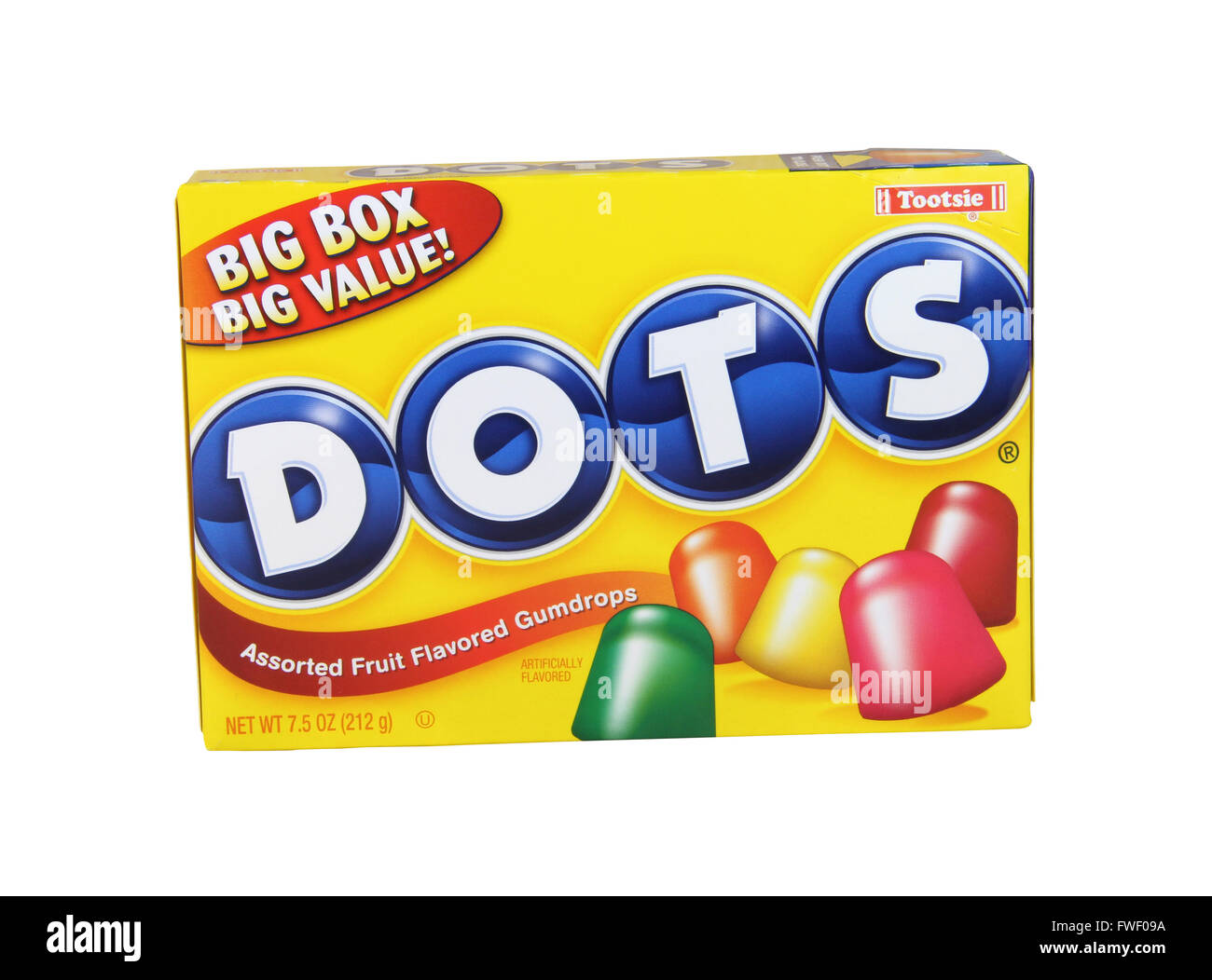 SPENCER , Wisconsin,4, de abril de 2016 Caja de caramelos, Pastilla de goma Dots Dots son un producto de Tootsie Roll Industries fundada en 194 Foto de stock