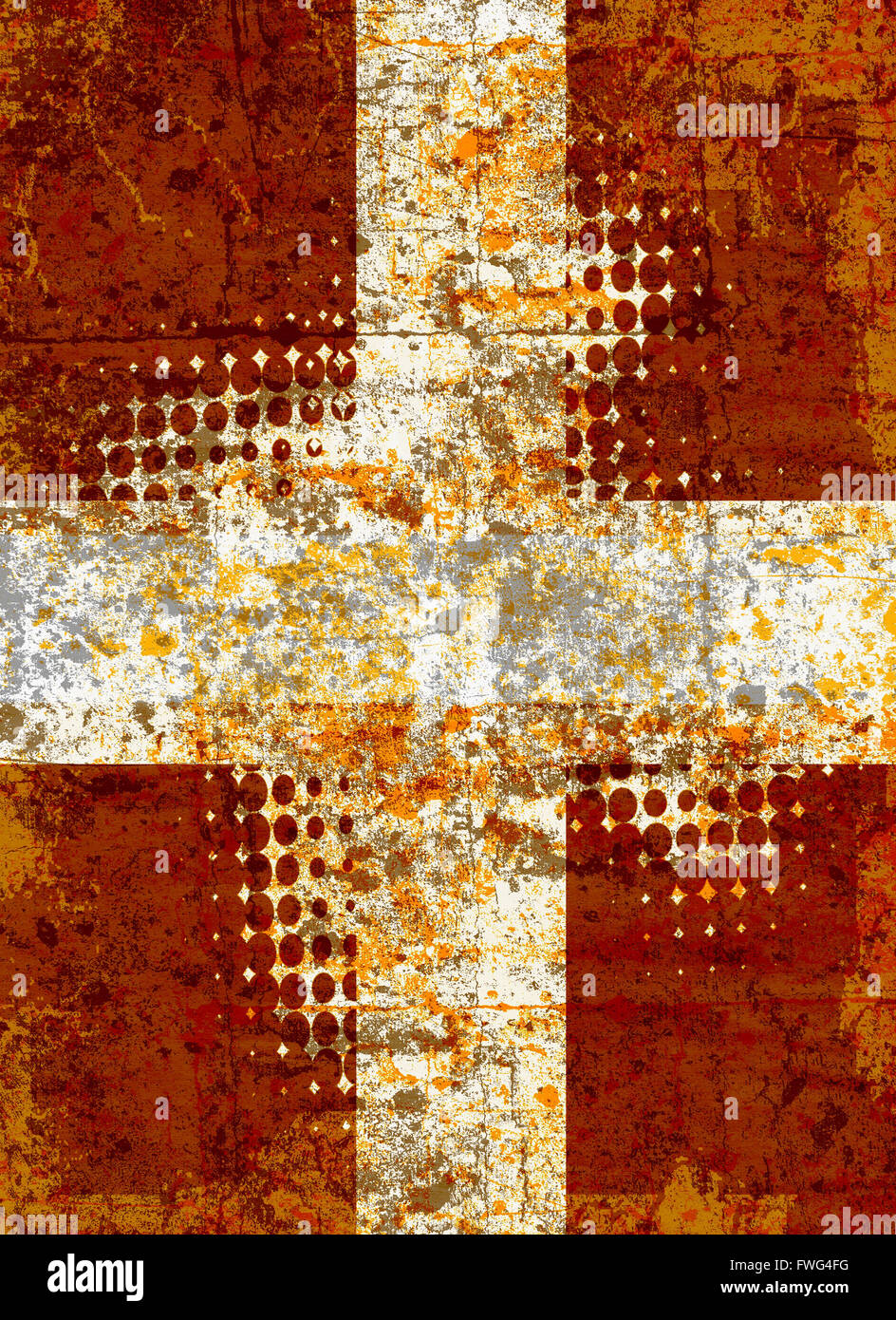 Grunge cruz con patrón de semitonos Foto de stock