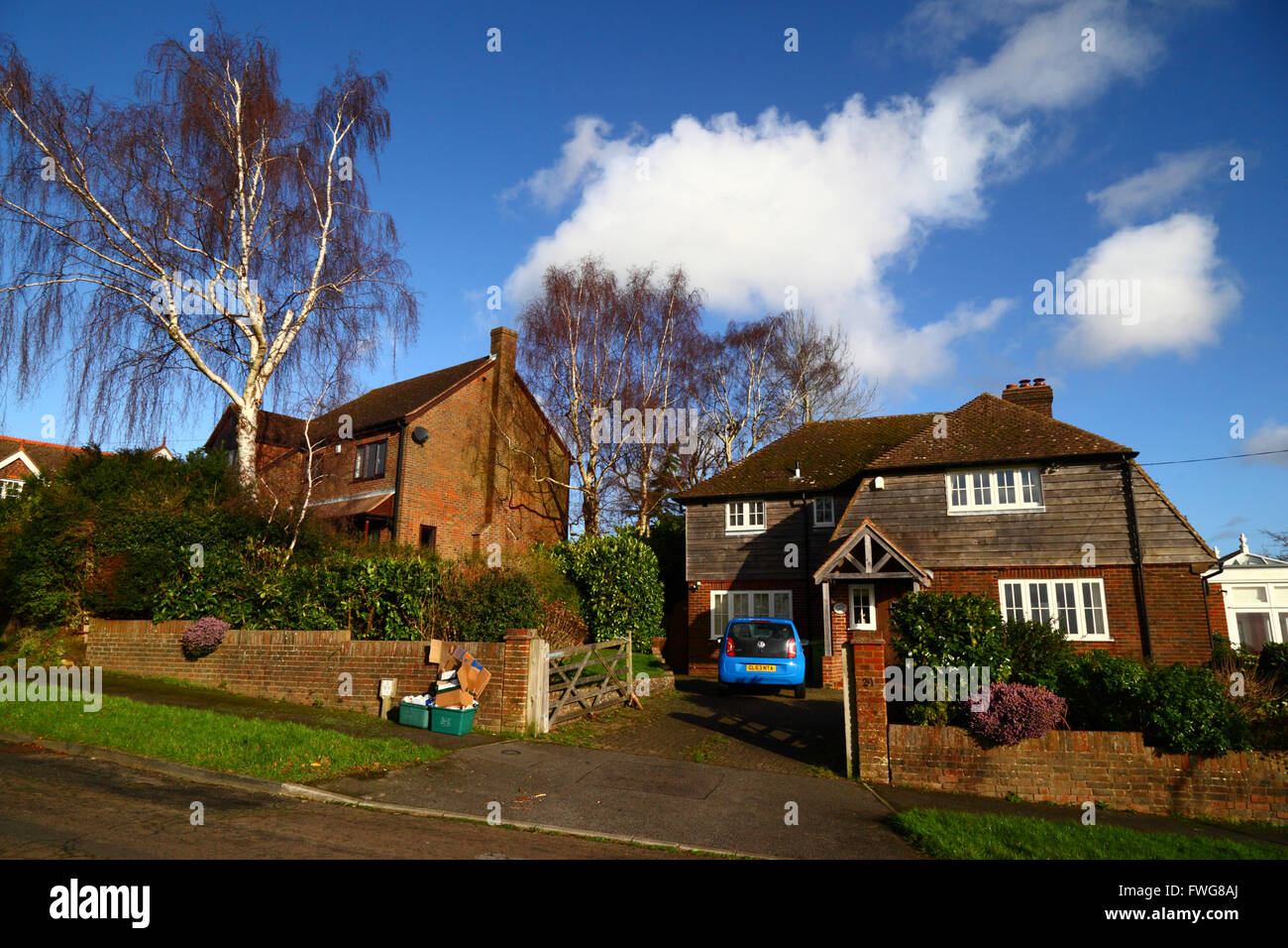 Bandejas con cartón para reciclaje en espera de recogida fuera de la