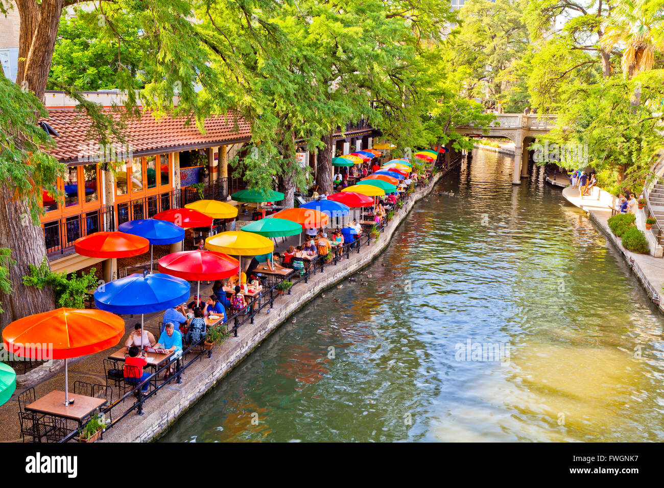 San Antonio River Walk, San Antonio, Texas, Estados Unidos de América, América del Norte Foto de stock