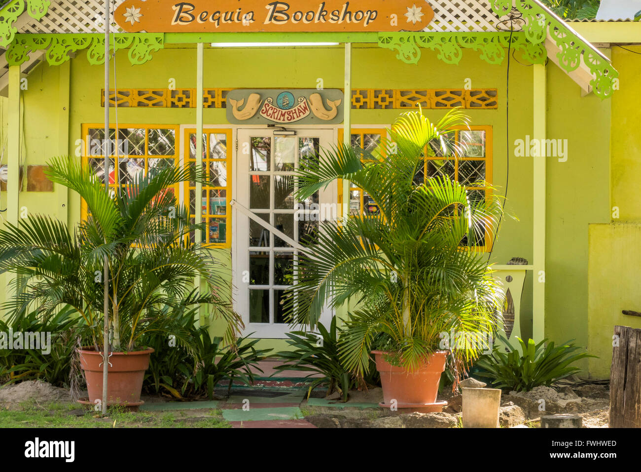 La librería de Port Elizabeth St Vincent Grenadines West Indies Foto de stock