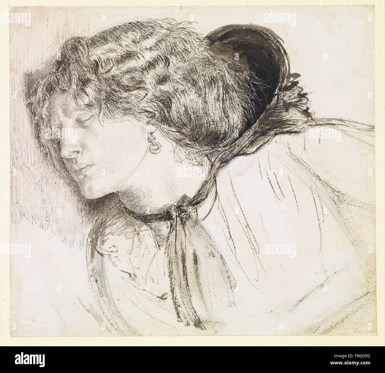 Dante Gabriel Rossetti - encontrado - Estudio de la cabeza de la niña Foto de stock
