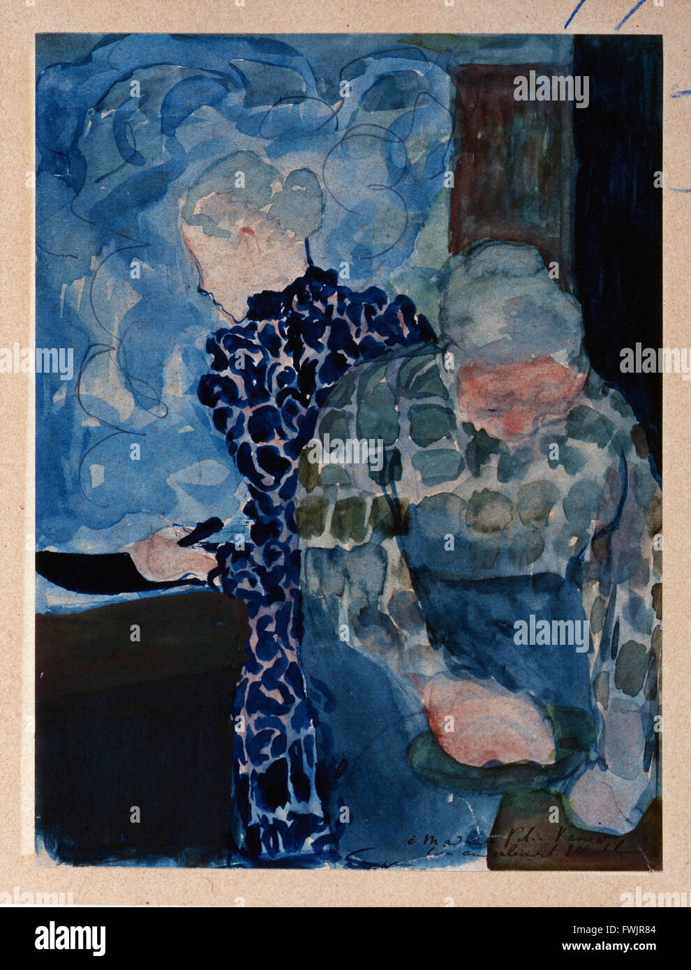 Édouard Vuillard - Deux femmes dans Interieur - Berkshire Museum Foto de stock
